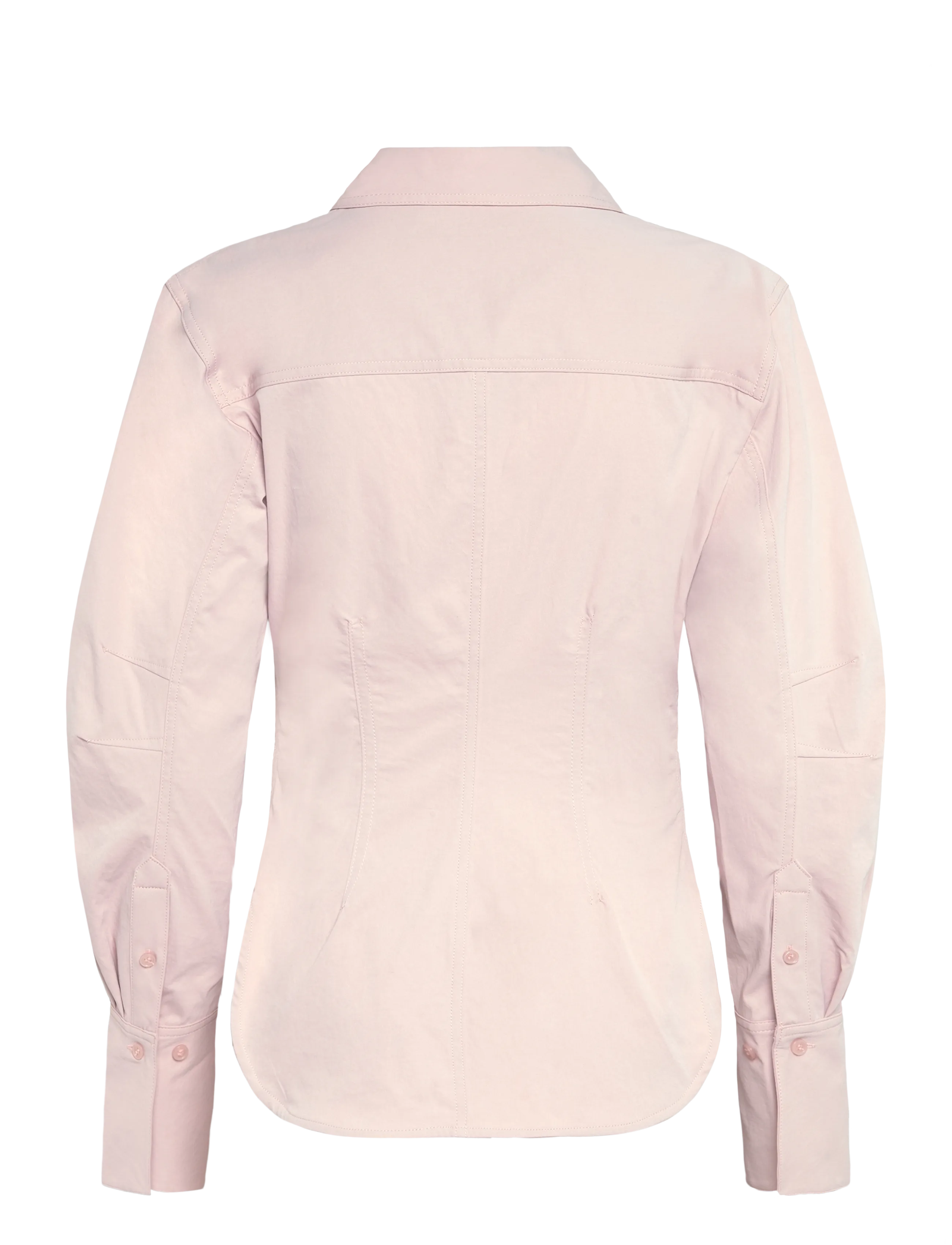 Monki - Fitted Ruched Waist Shirt - langärmlige hemden - pink dusty light - 1