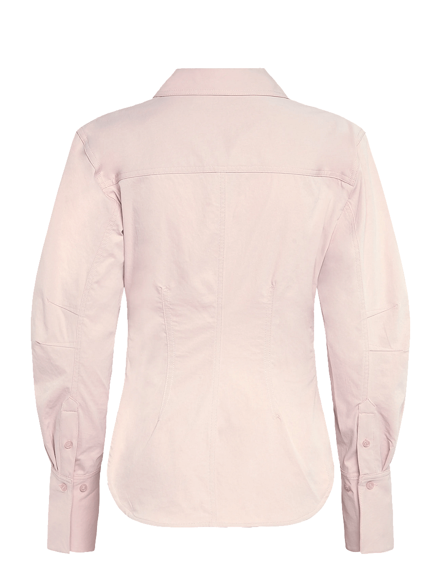 Monki - Fitted Ruched Waist Shirt - langärmlige hemden - pink dusty light - 1