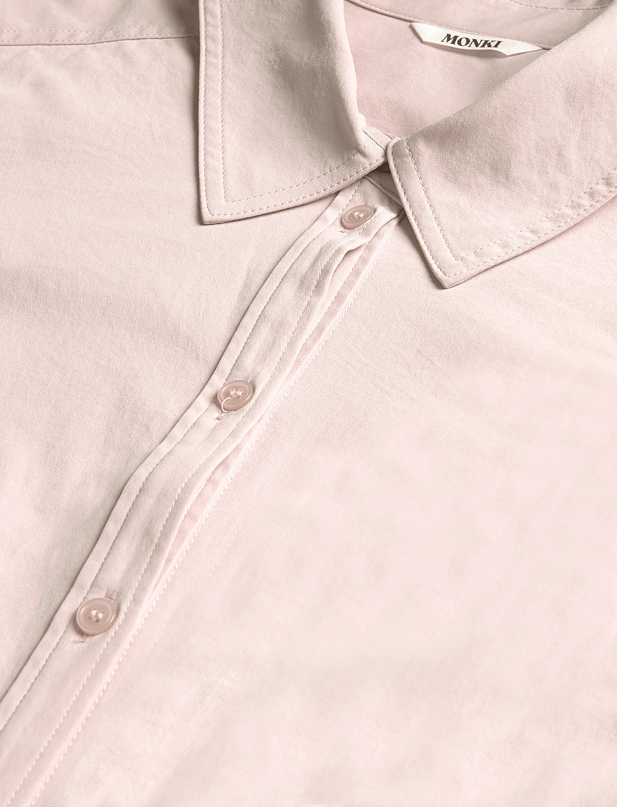 Monki - Fitted Ruched Waist Shirt - langärmlige hemden - pink dusty light - 2