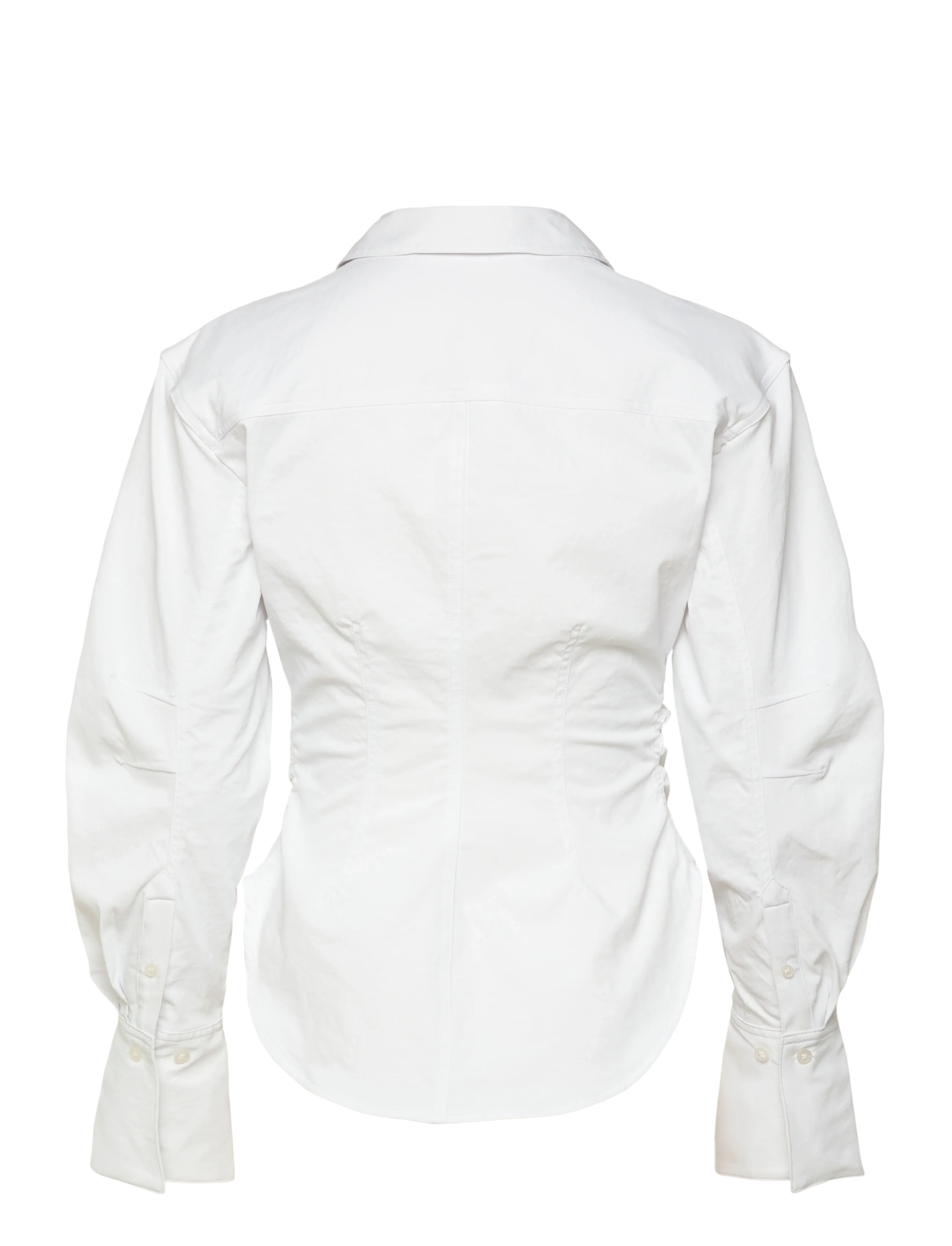 Monki - Fitted Ruched Waist Shirt - langärmlige hemden - white light - 3