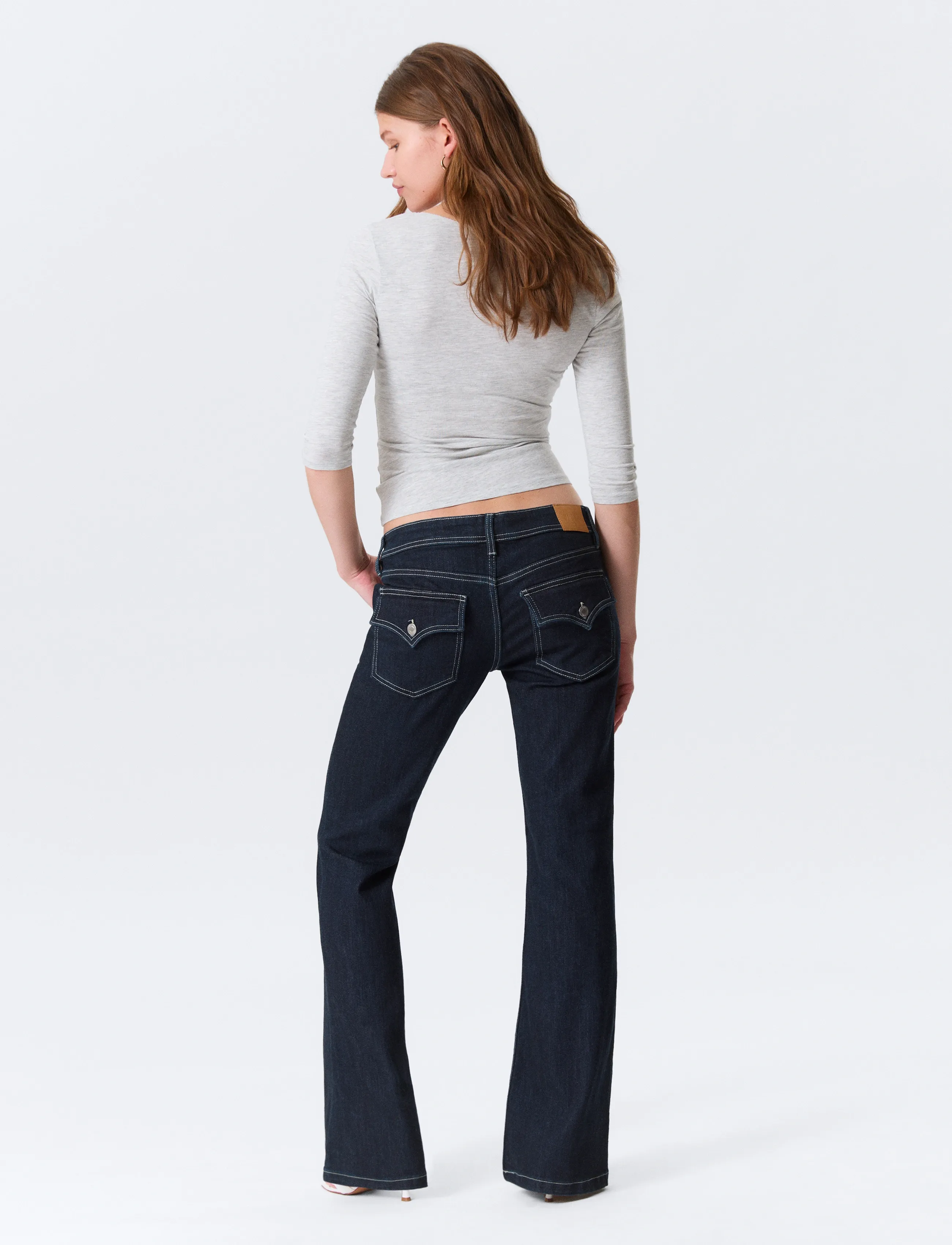 Monki - Low Rise Slim Flared Leg Jeans - flared jeans - denim blue dark - 4
