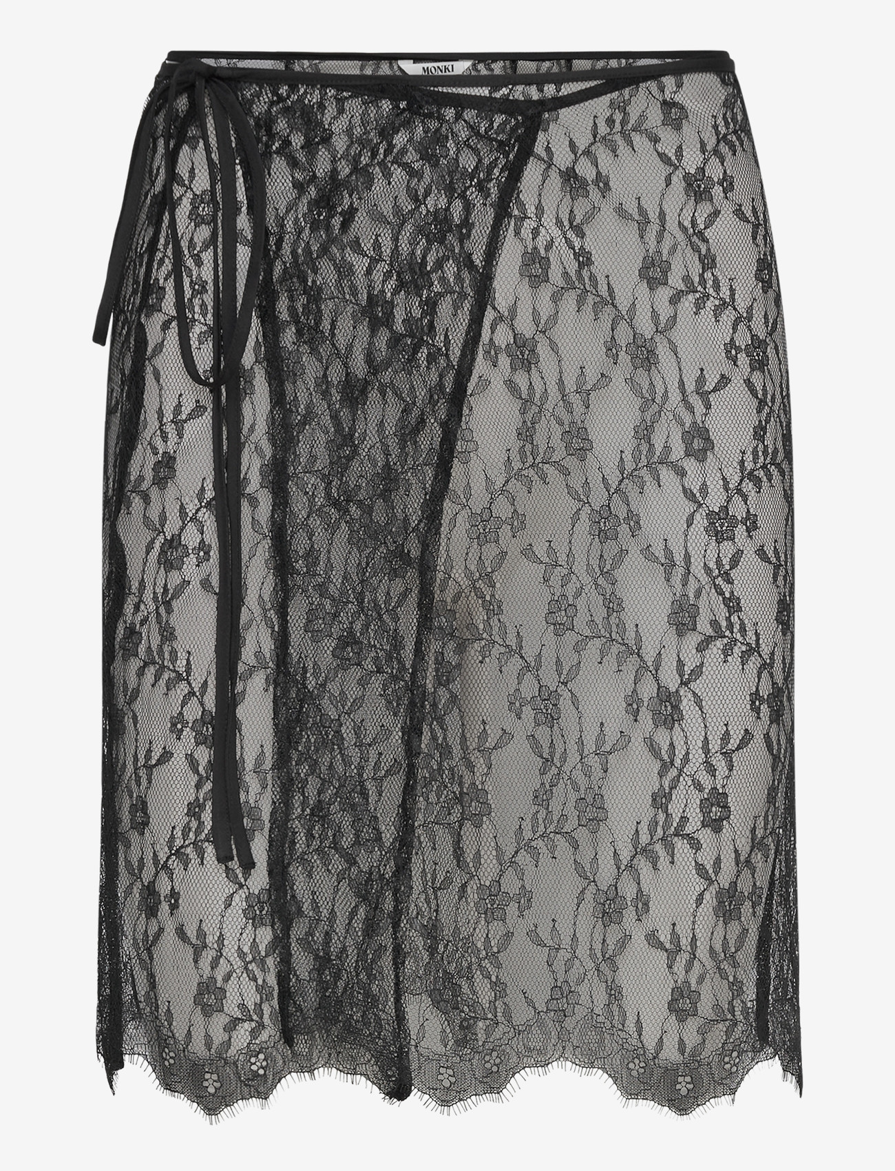 Monki - Lace Wrap Midi Skirt - hõlmikseelikud - black dark - 1