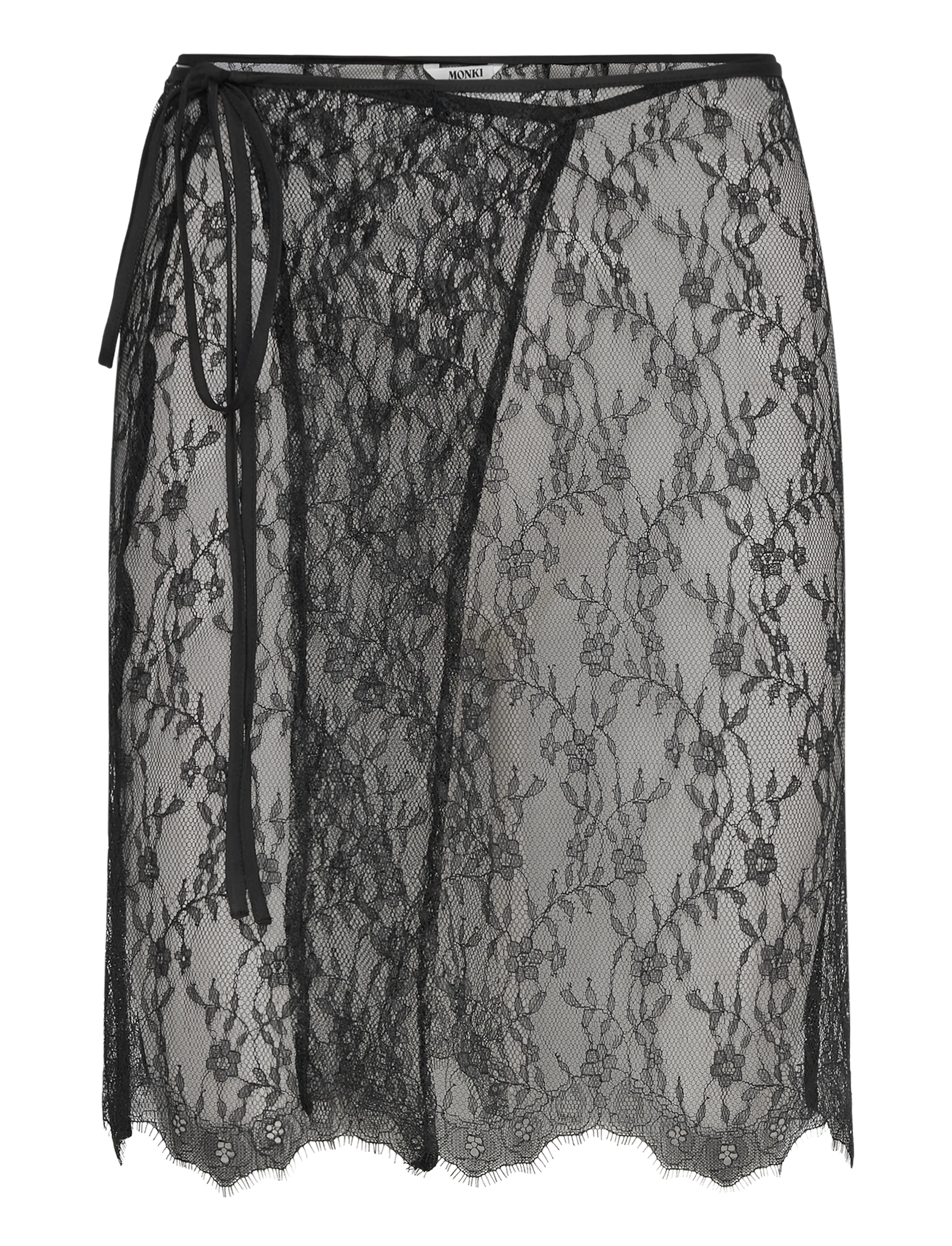 Monki Lace Wrap Midi Skirt - Röcke - BLACK DARK / black