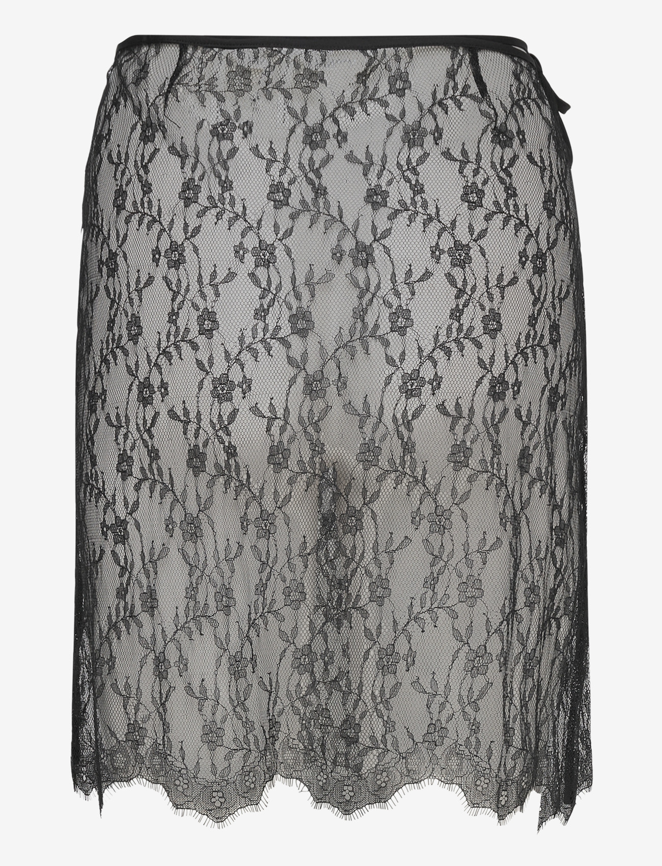 Monki - Lace Wrap Midi Skirt - hõlmikseelikud - black dark - 2