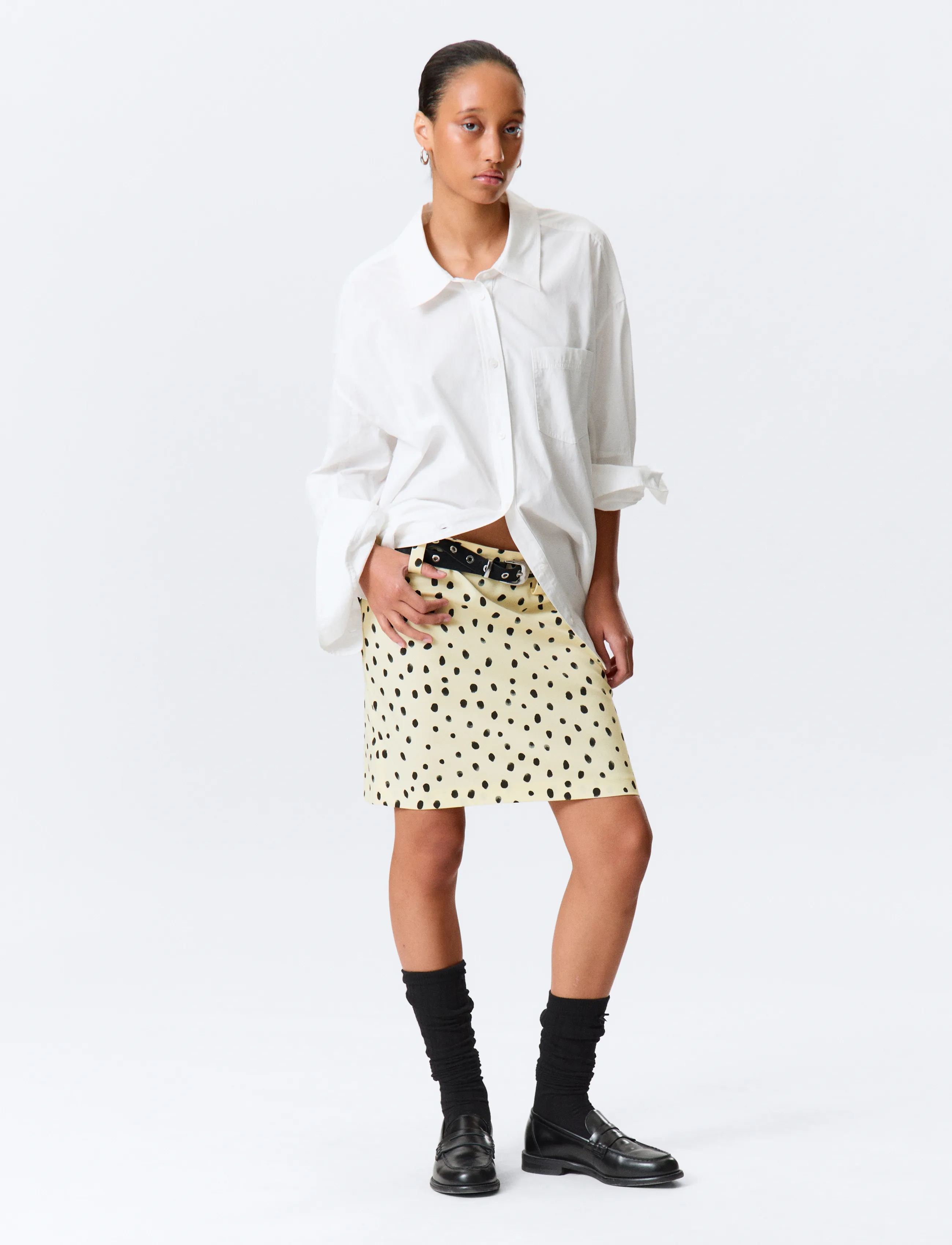 Monki Low Rise Midi Skirt - Midi-Röcke - YELLOW DUSTY LIGHT / cream
