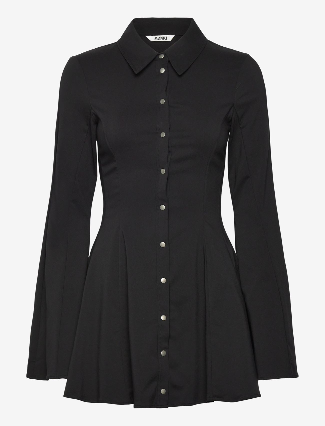 Monki - Flouncy mini shirt dress - skjortklänningar - black dark - 0