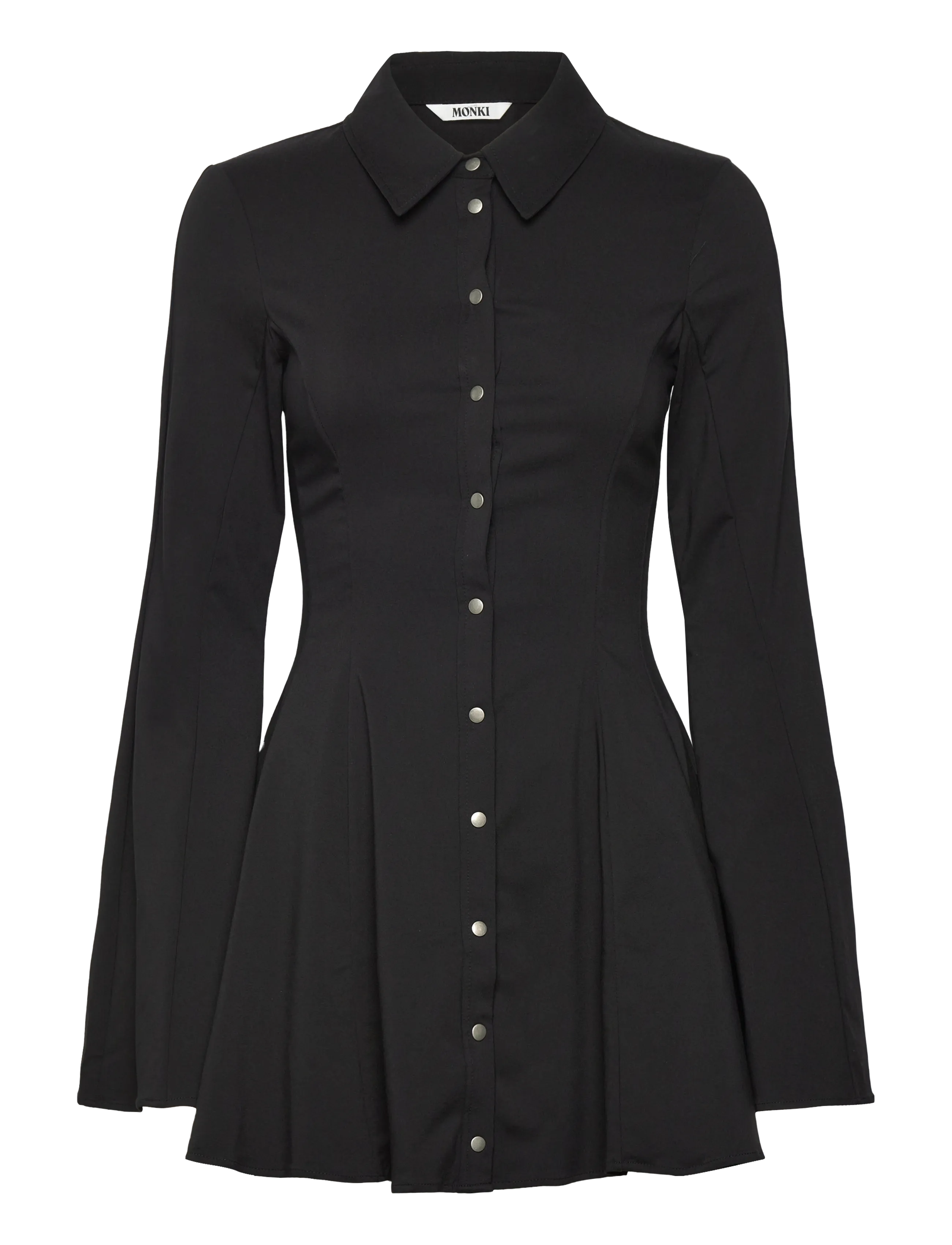 Monki - Flouncy mini shirt dress - skjortekjoler - black dark - 1