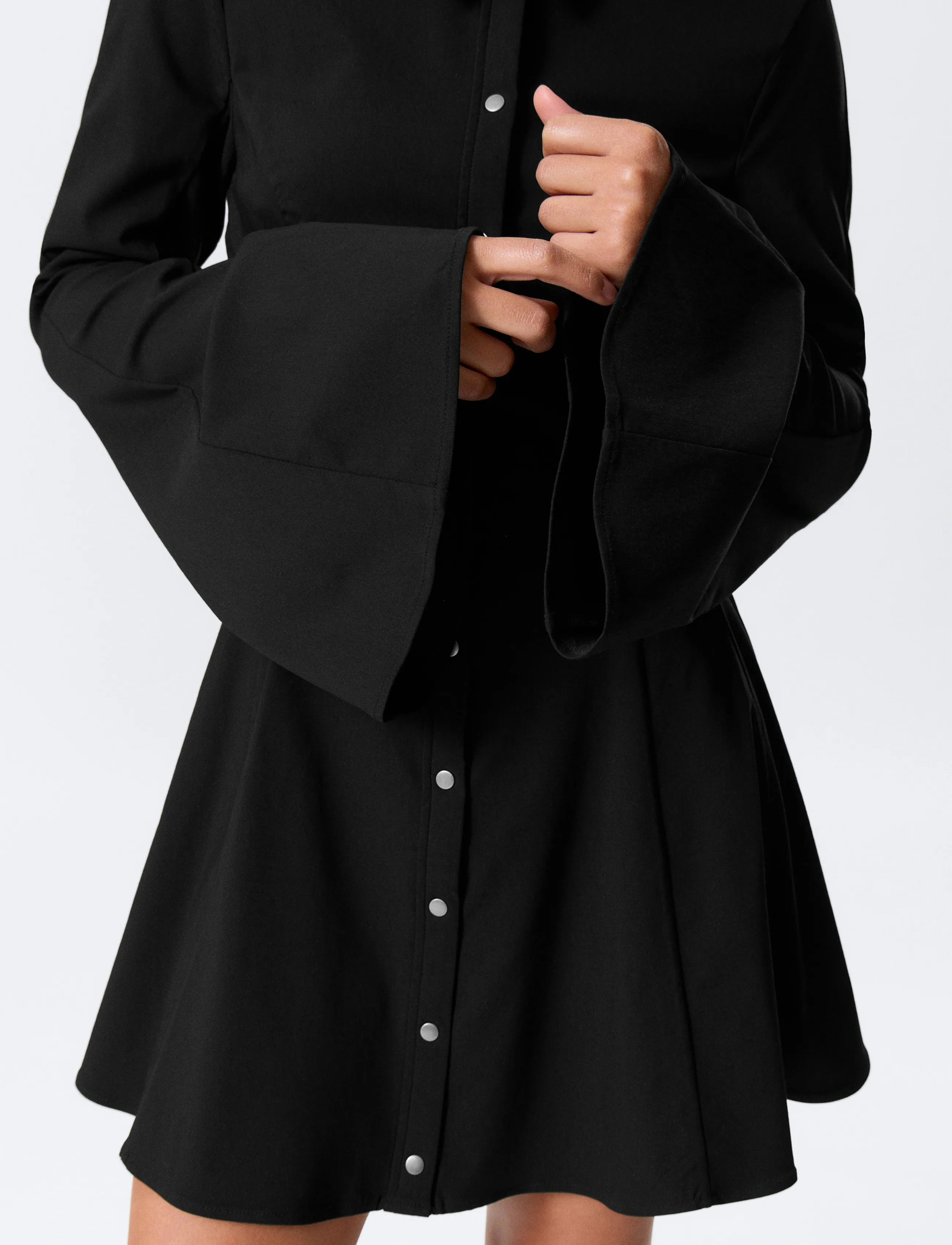 Monki - Flouncy mini shirt dress - skjortekjoler - black dark - 3