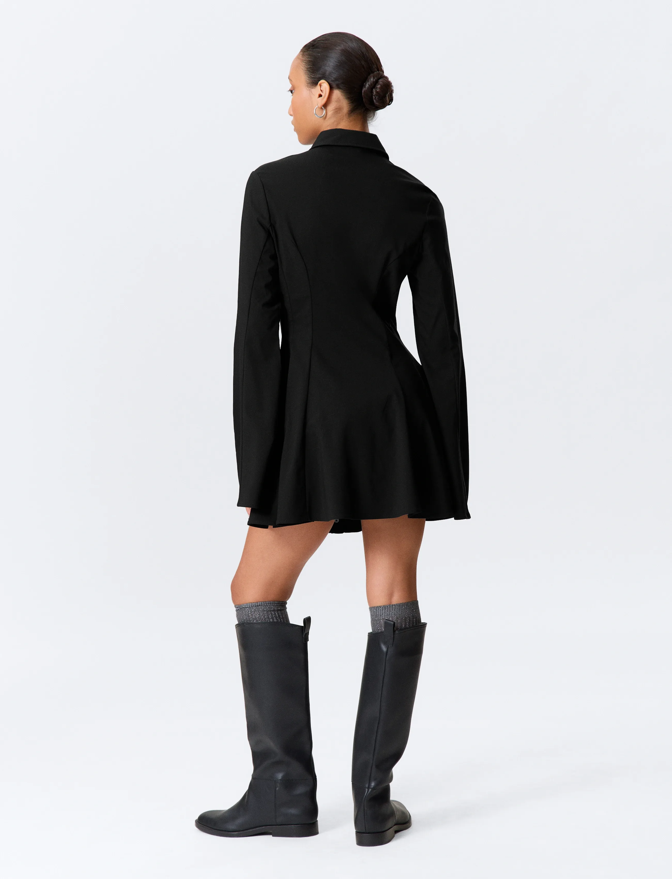 Monki - Flouncy mini shirt dress - skjortekjoler - black dark - 4