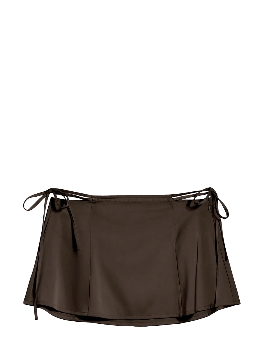 Monki - Satin Cut-Out Mini Skirt - brown dark - 1