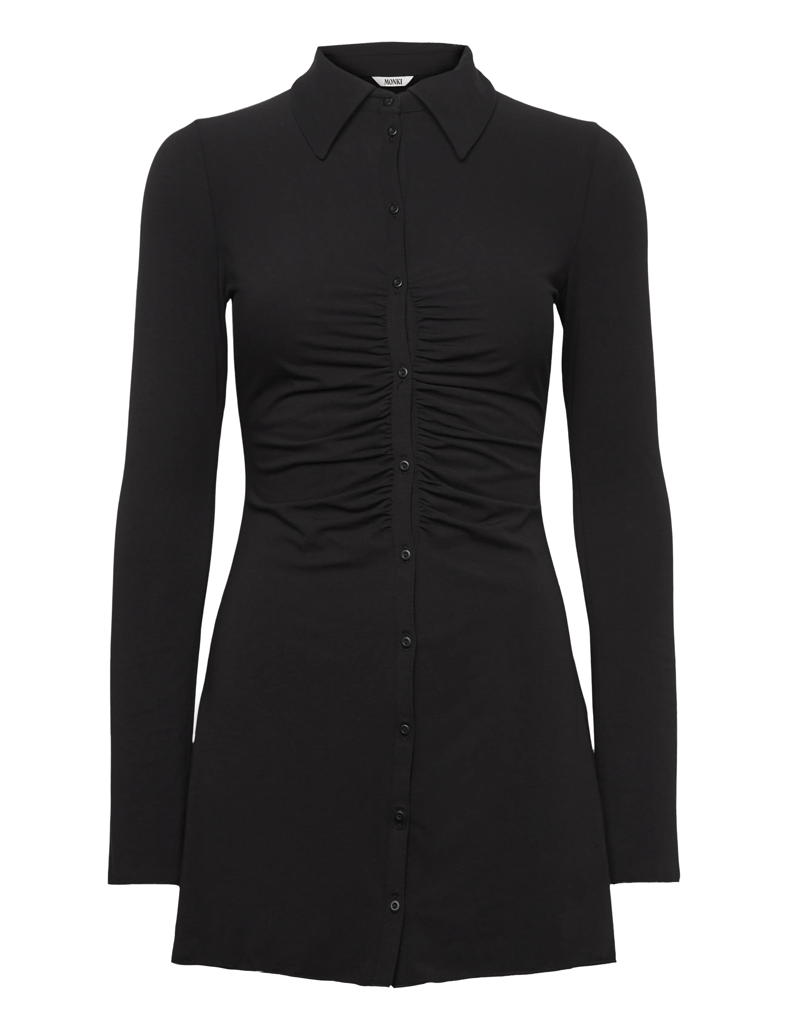 Monki Longsleeve shirt dress - Kurze Kleider - BLACK DARK / black