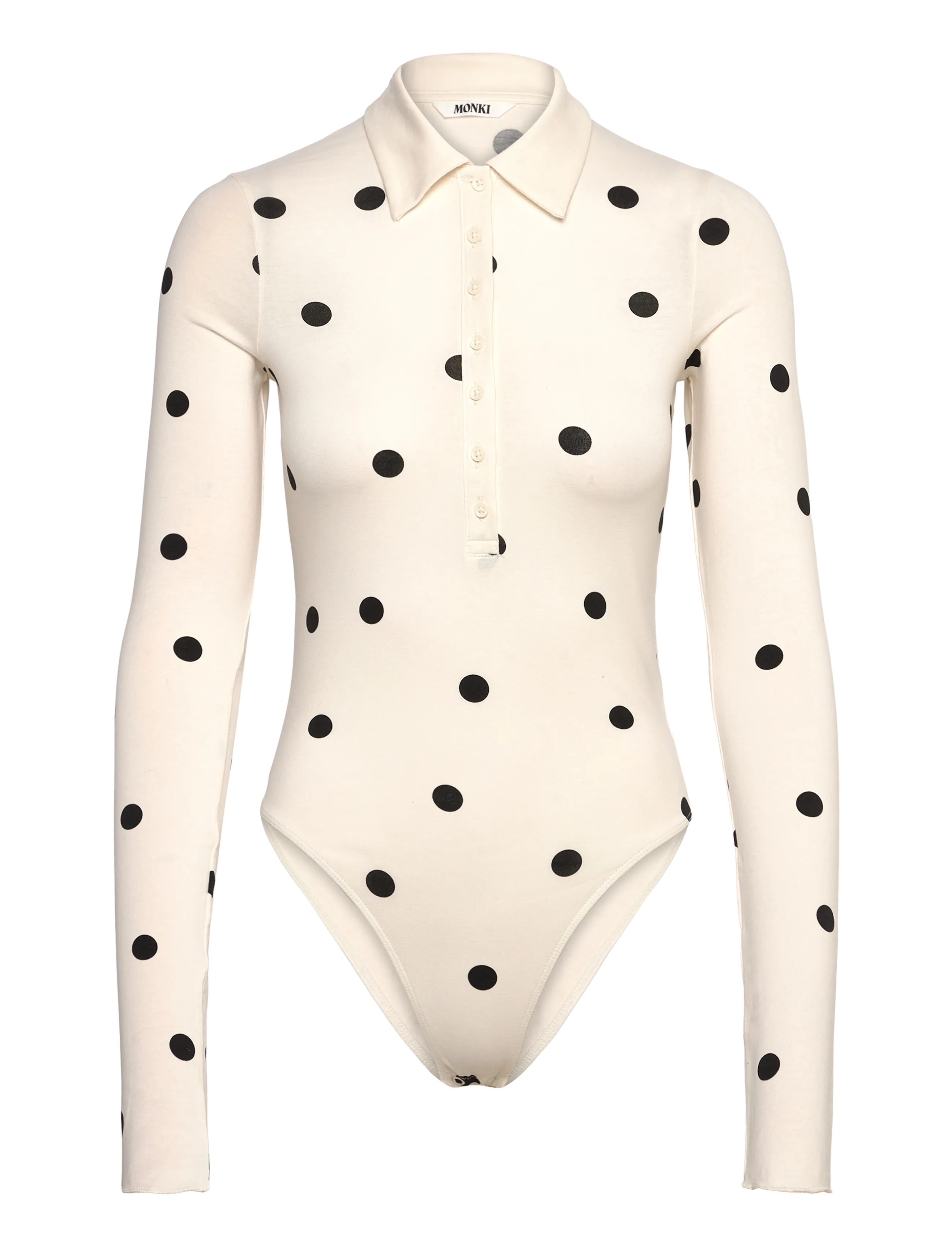 Monki Slim Fit Polo Bodysuit, Kvinder, Slim Fit Polo Bodysuit, Cream, Str: XXS