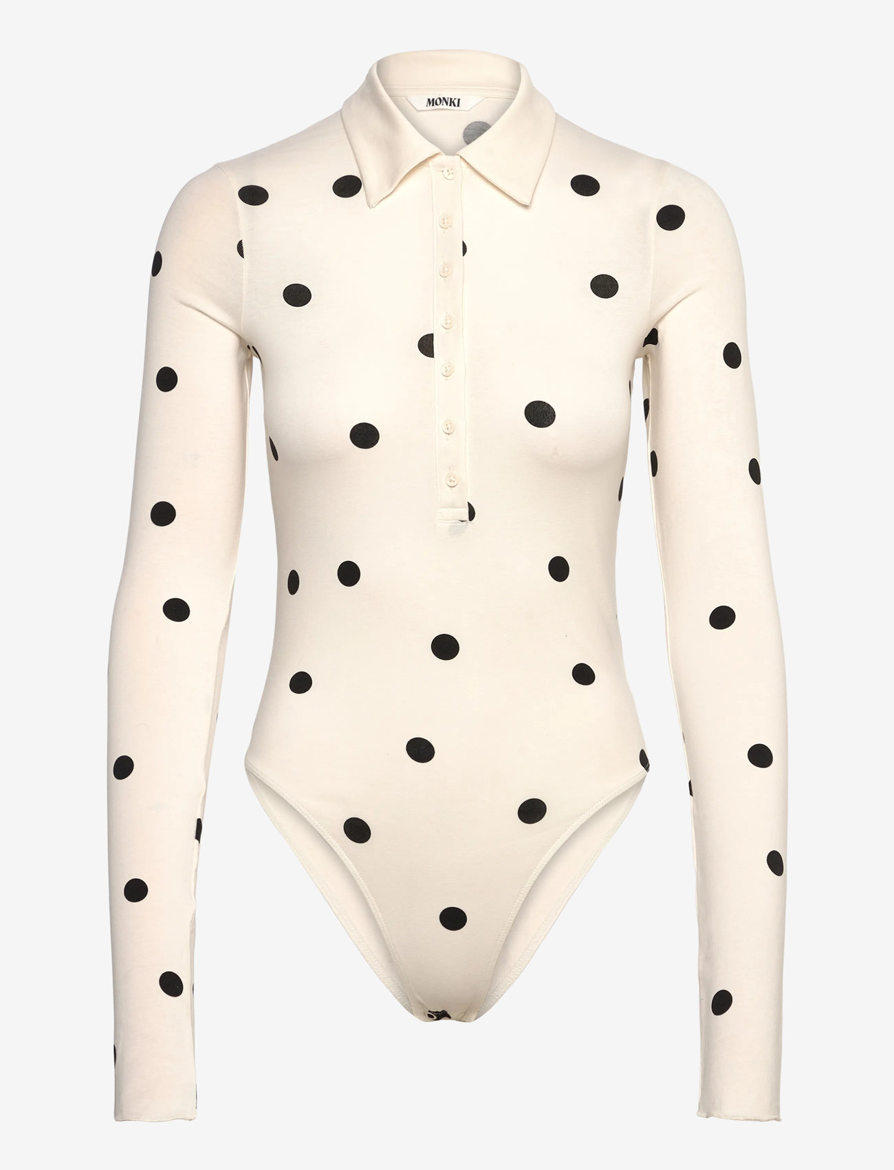 Monki - Slim Fit Polo Bodysuit - bodies - white light - 0