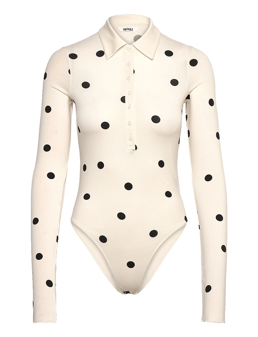 Monki - Slim Fit Polo Bodysuit - bodies - white light - 0