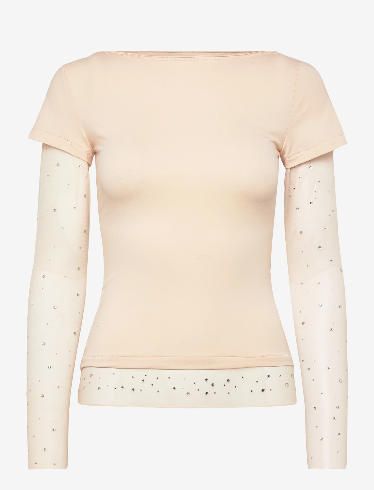 Monki - Double sleeve t-shirt - pitkähihaiset t-paidat - beige dusty light - 0