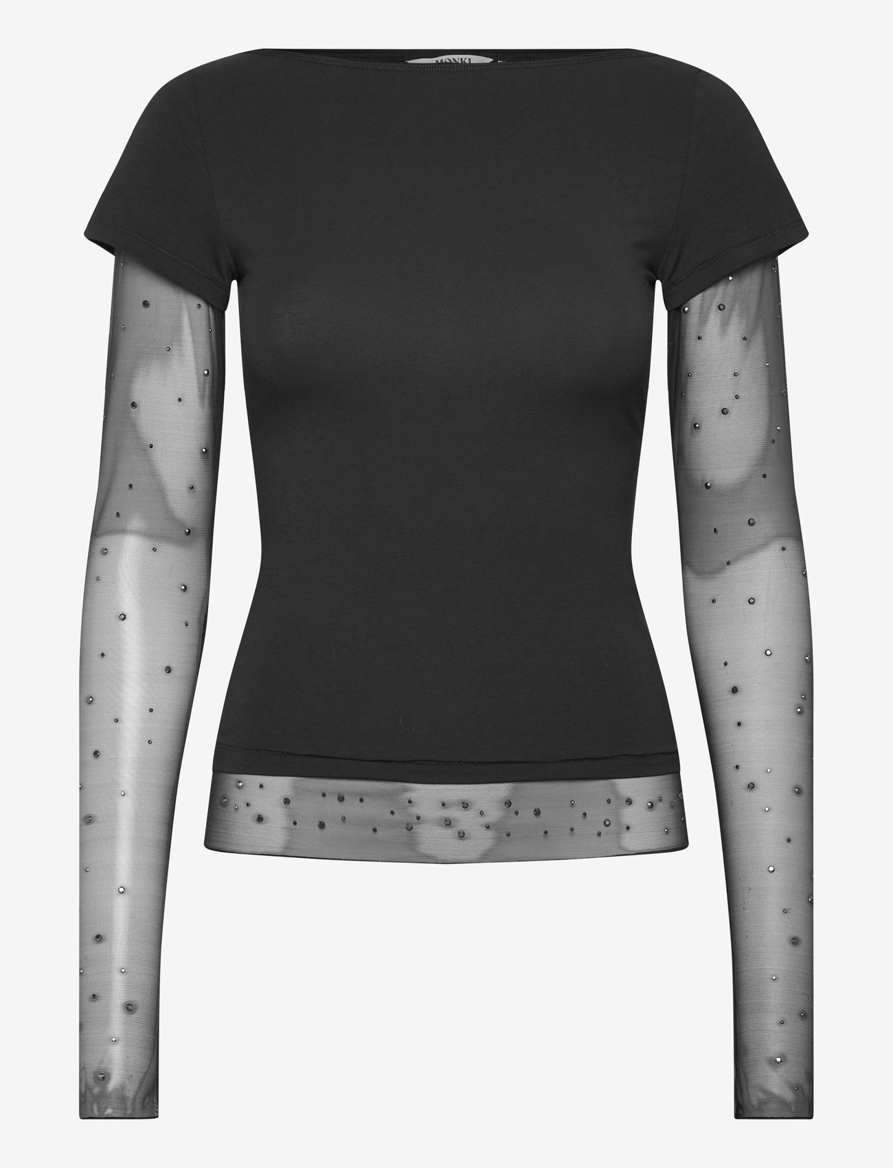 Monki - Double sleeve t-shirt - long-sleeved tops - black dark - 0