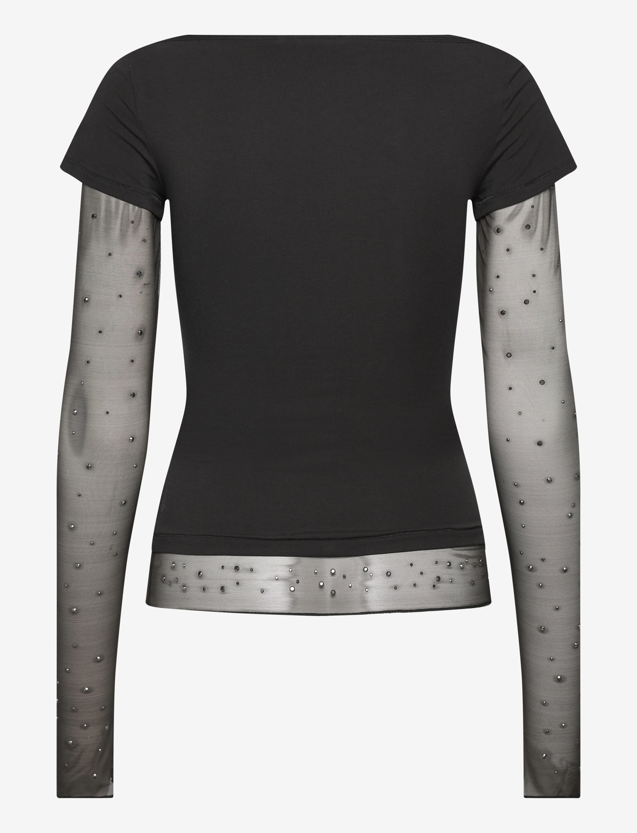 Monki - Double sleeve t-shirt - long-sleeved tops - black dark - 1