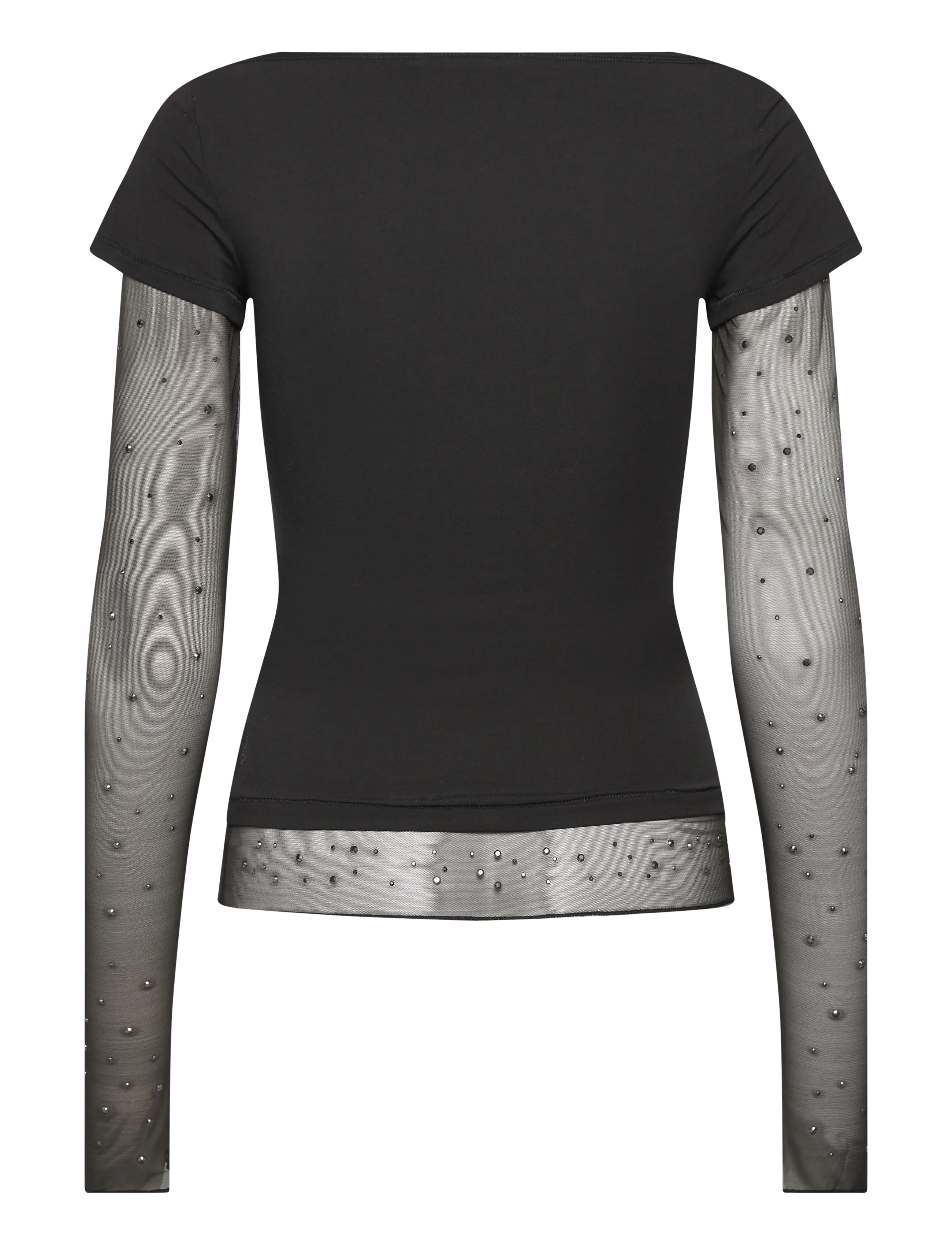 Monki - Double sleeve t-shirt - langärmlige tops - black dark - 1