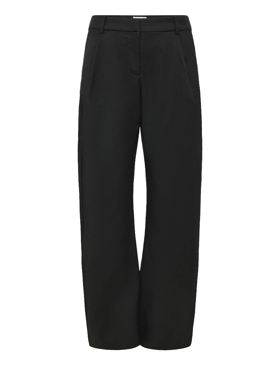 Monki - Loose Fit Barrel Leg Suiting Trousers - barrel-bukser - black dark - 1
