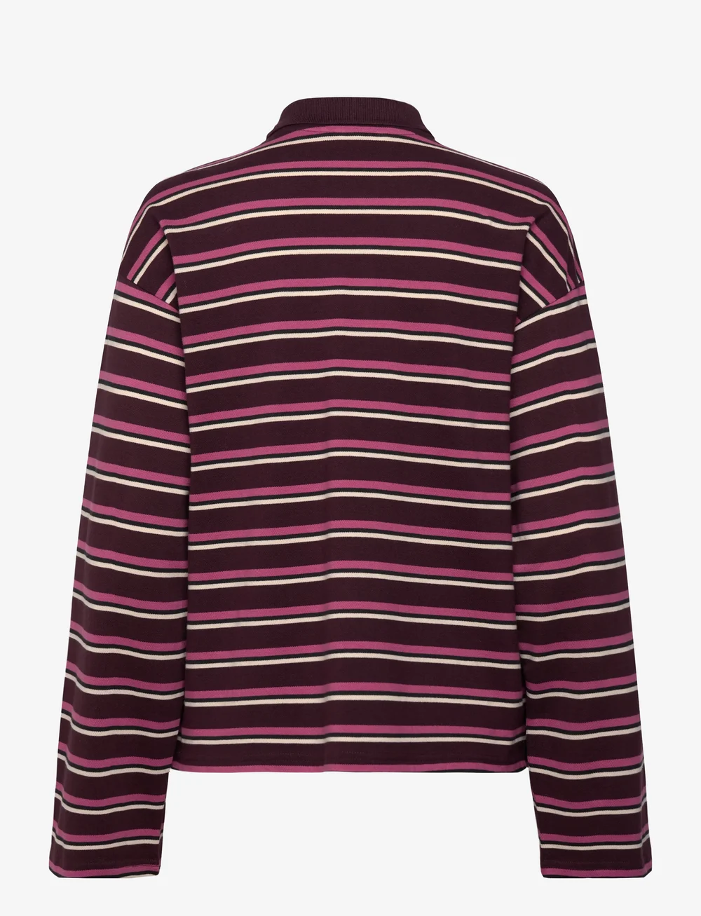 Monki - Long-Sleeved Cotton Polo Top - poloshirts - lilac purple dark - 1