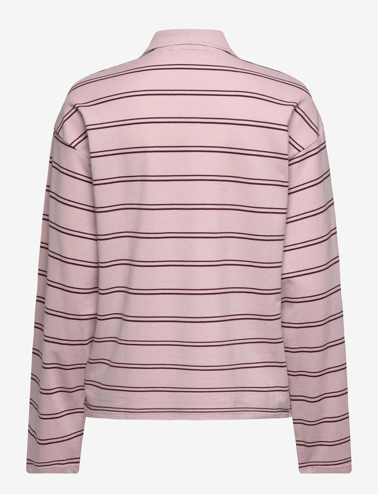 Monki - Long-Sleeved Cotton Polo Top - polosärgid - pink dusty light - 1