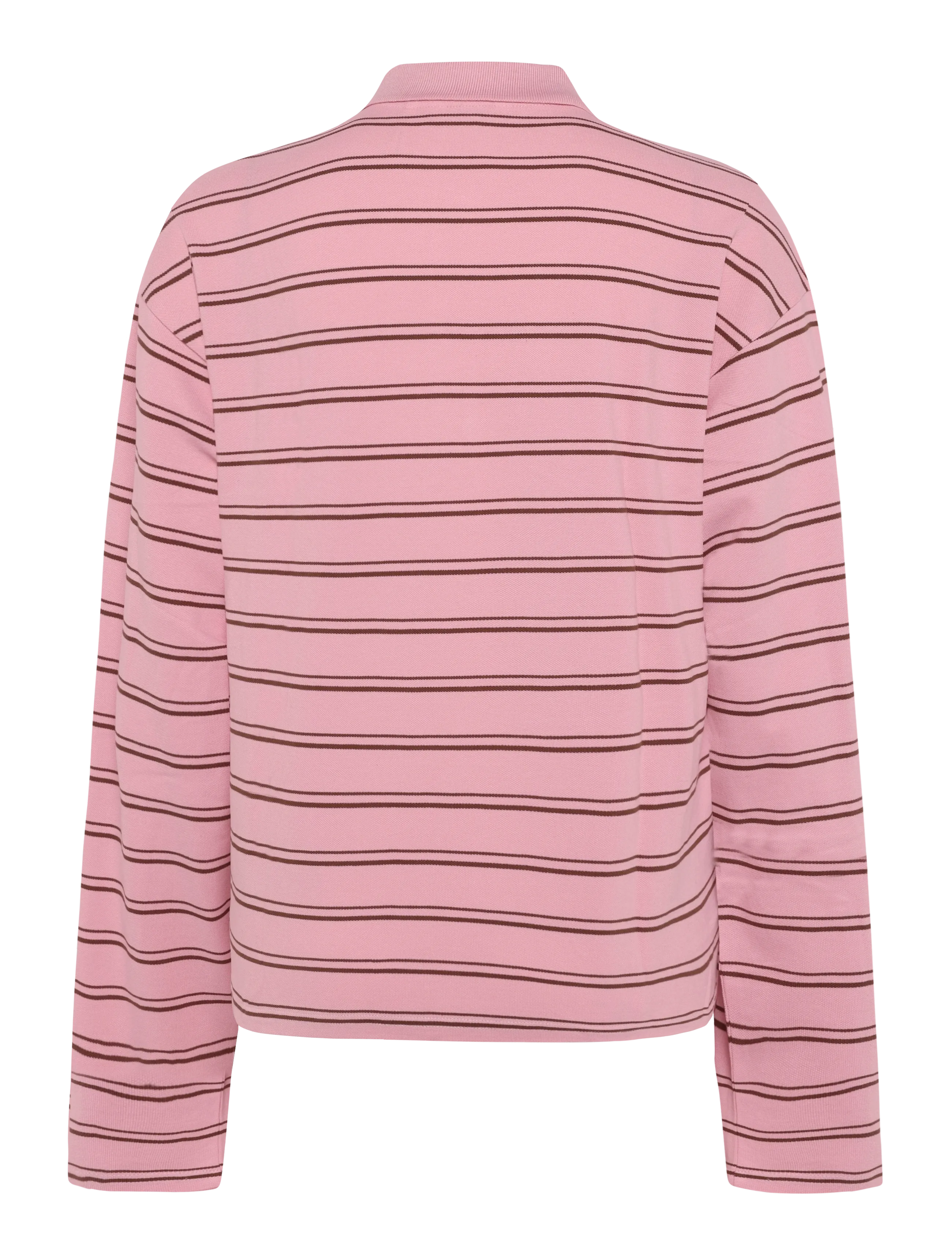 Monki - Long-Sleeved Cotton Polo Top - poloer - pink light - 1