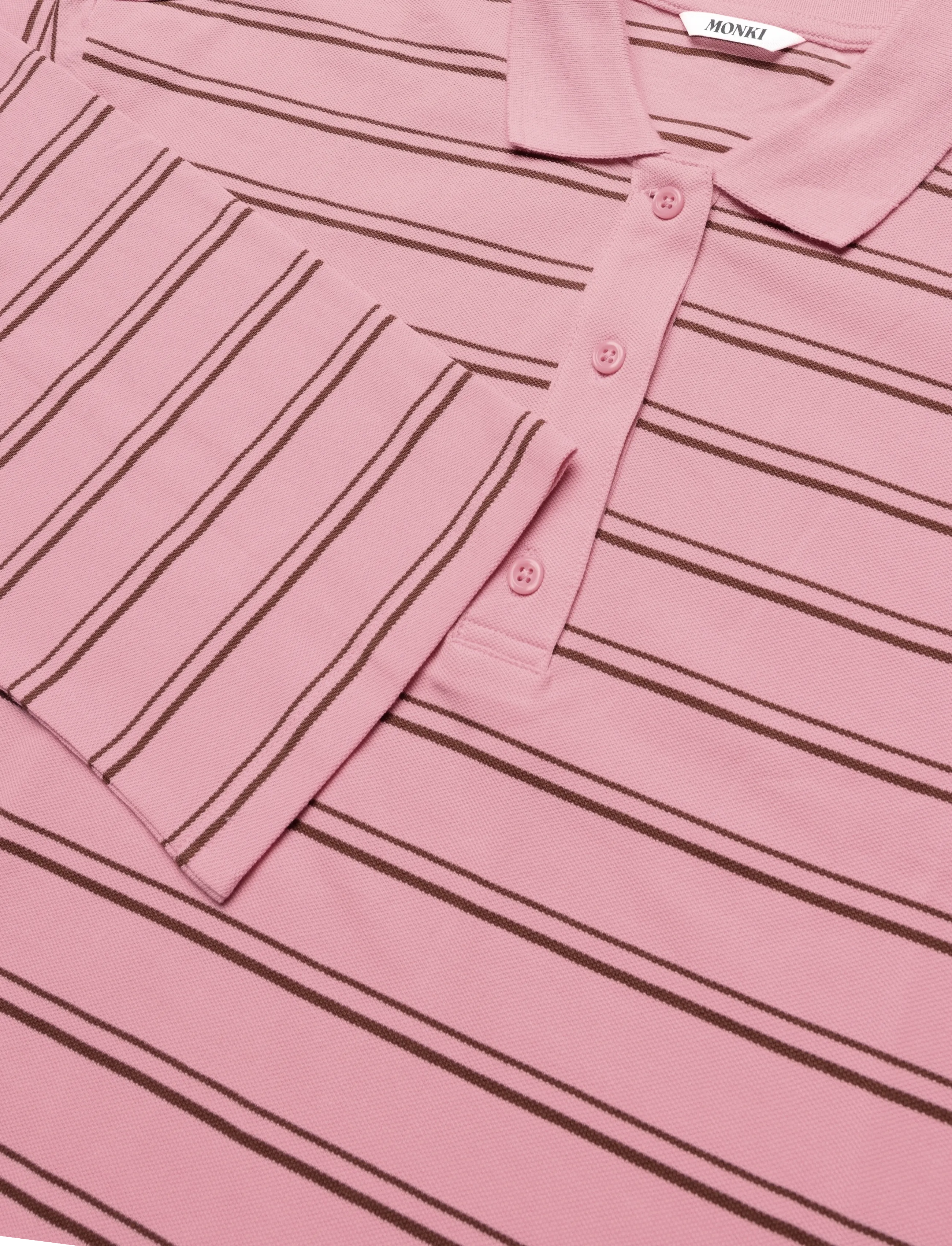 Monki - Long-Sleeved Cotton Polo Top - poloer - pink light - 2