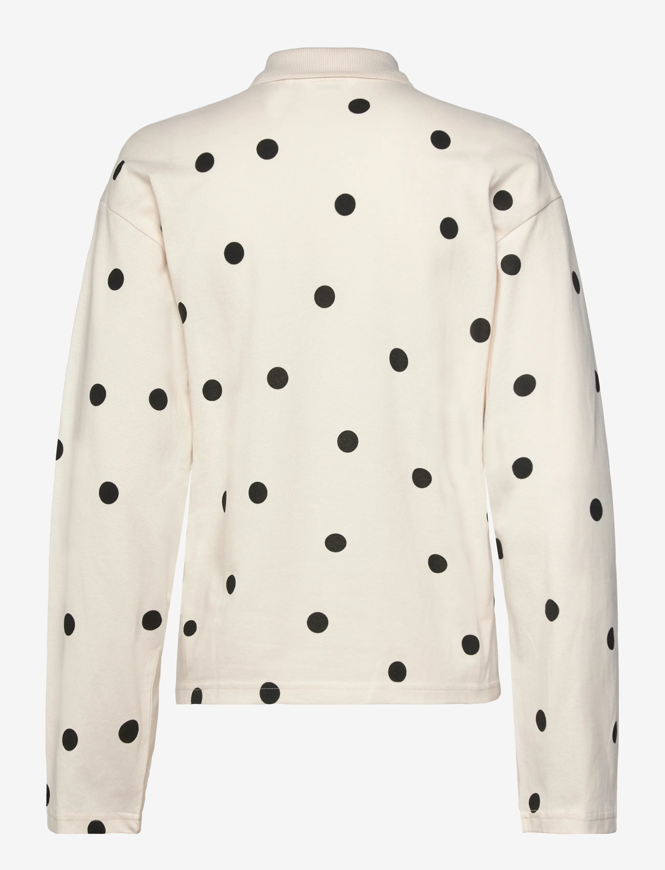 Monki - Long-Sleeved Cotton Polo Top - poloer - white dots - 1
