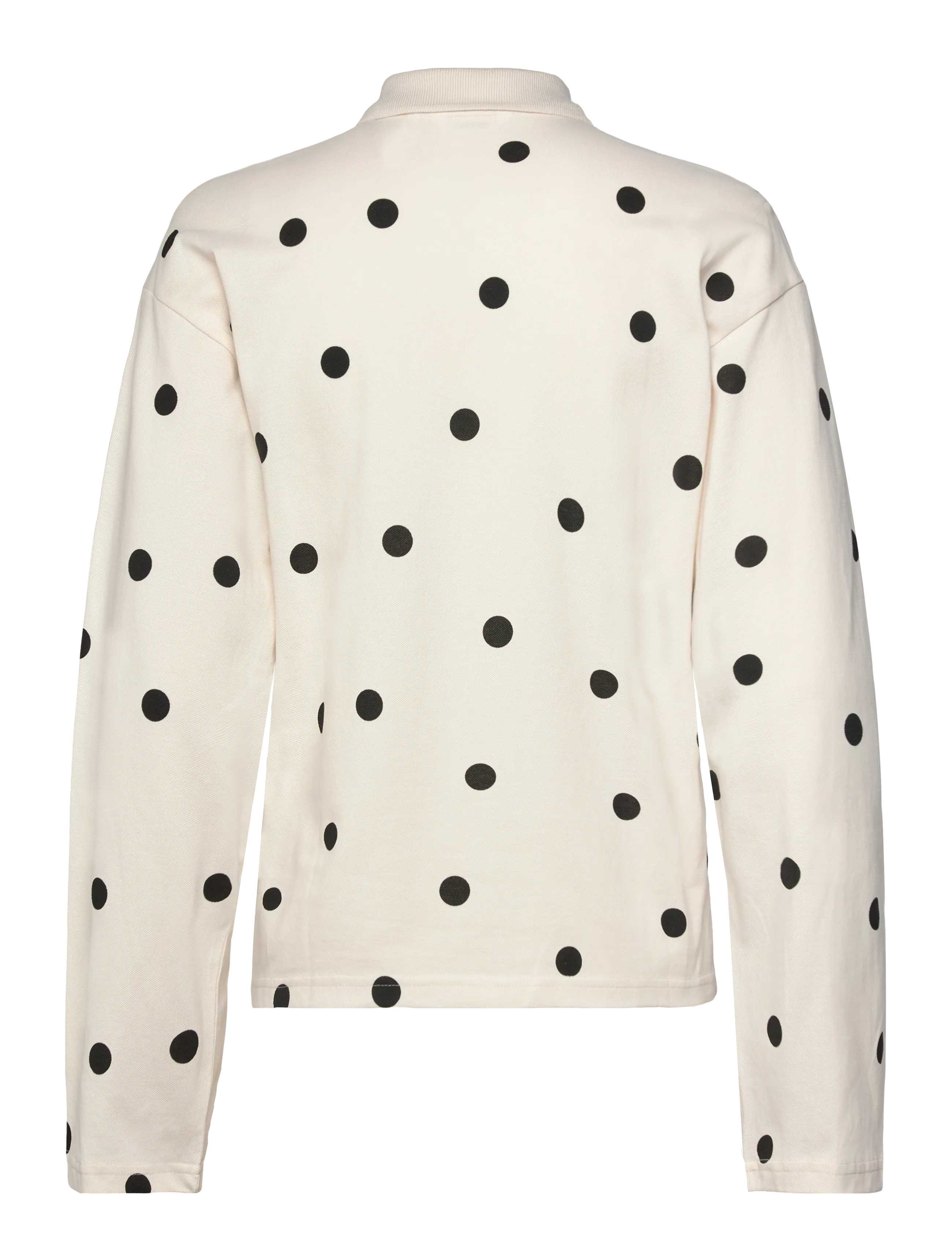 Monki - Long-Sleeved Cotton Polo Top - polo shirts - white dots - 1