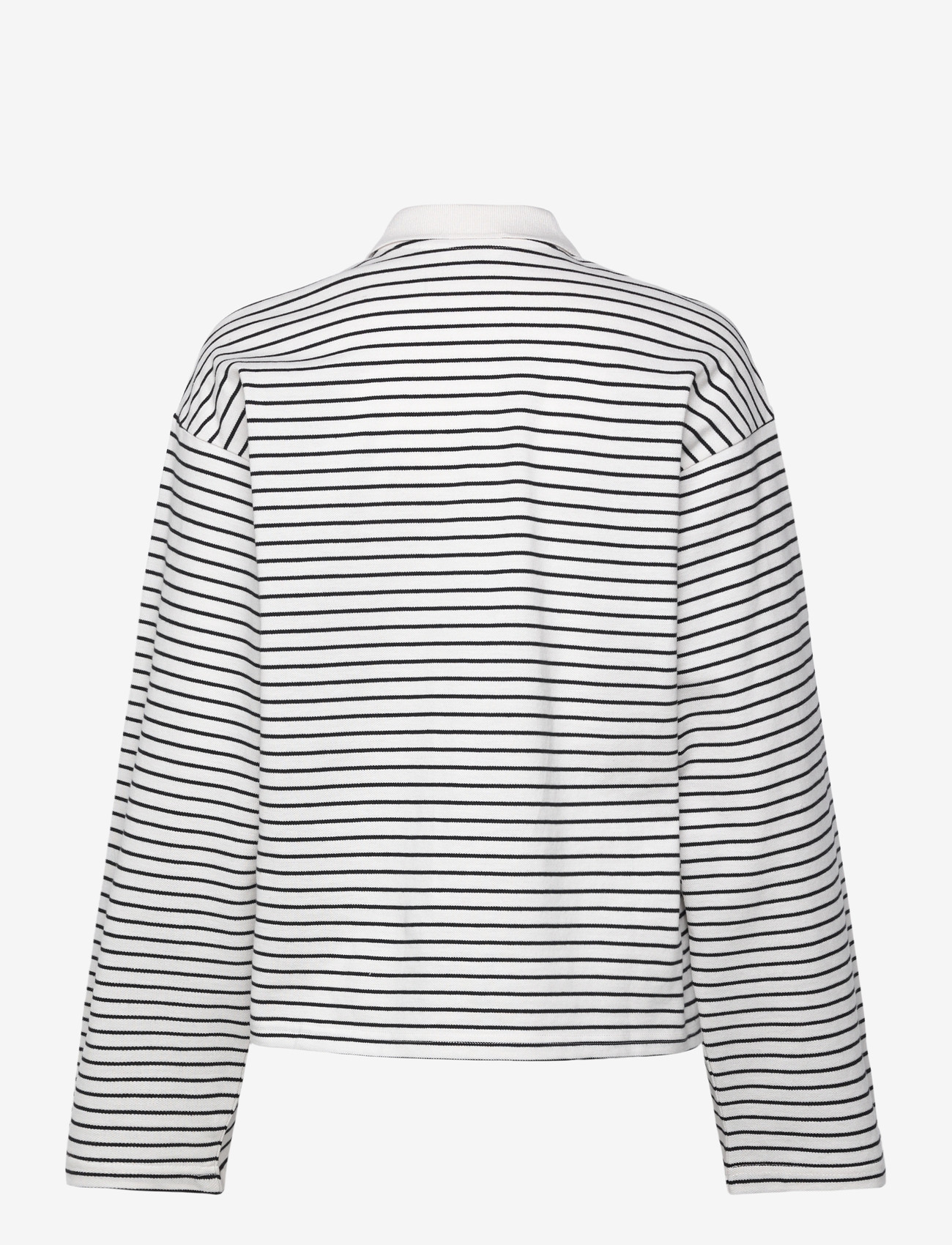 Monki - Long-Sleeved Cotton Polo Top - pikéer - white light - 1