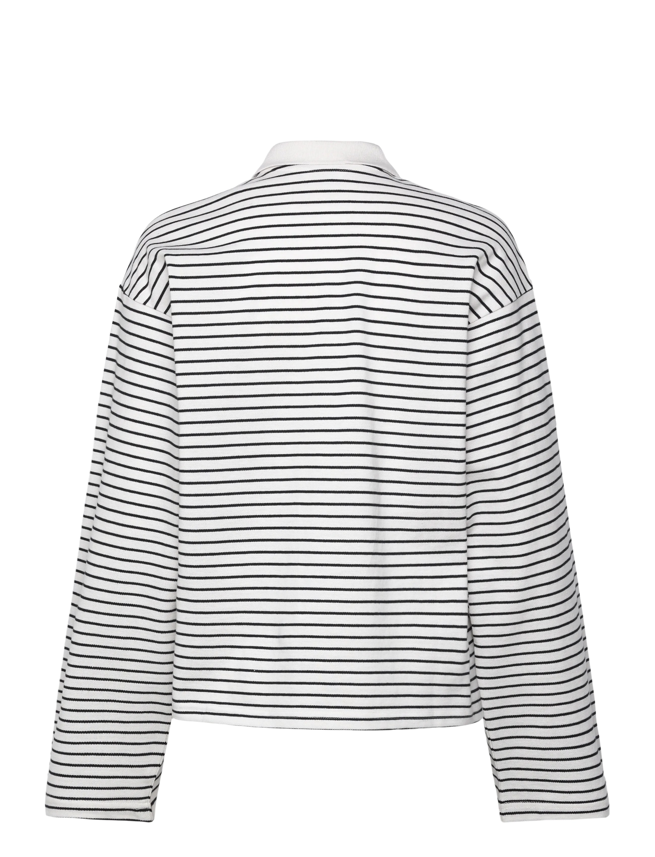 Monki - Long-Sleeved Cotton Polo Top - polo krekli - white light - 1