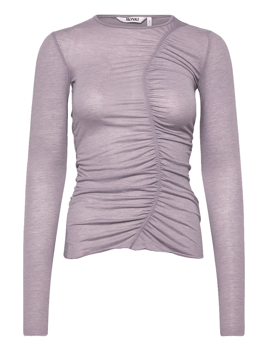 Monki - Gathered LS top - langärmlige tops - lilac purple medium dusty - 0