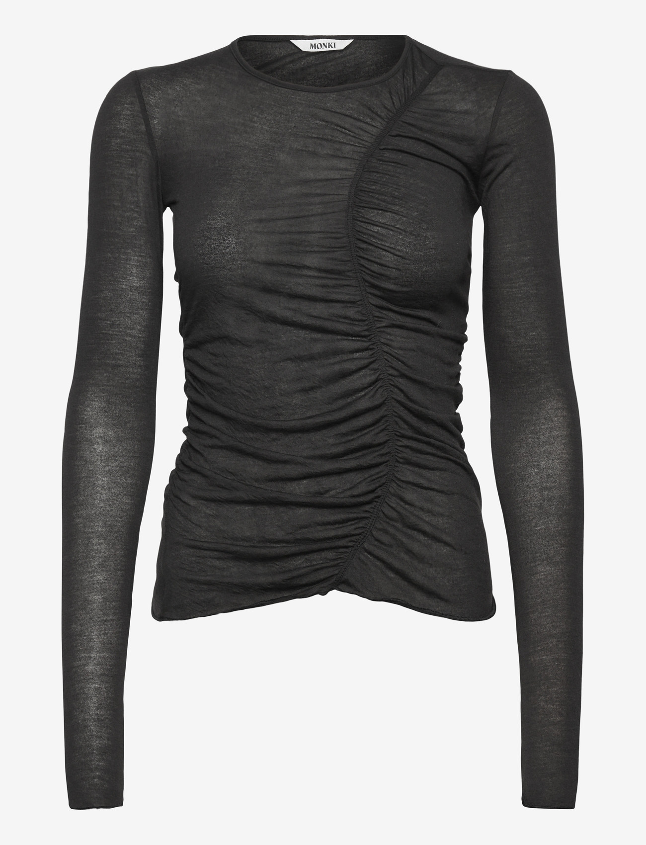 Monki - Gathered LS top - långärmade toppar - black dark - 0