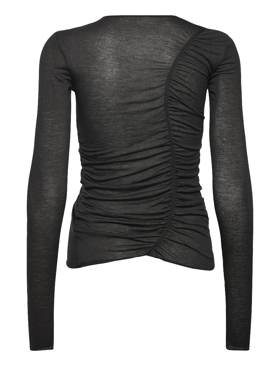 Monki - Gathered LS top - langærmede toppe - black dark - 1