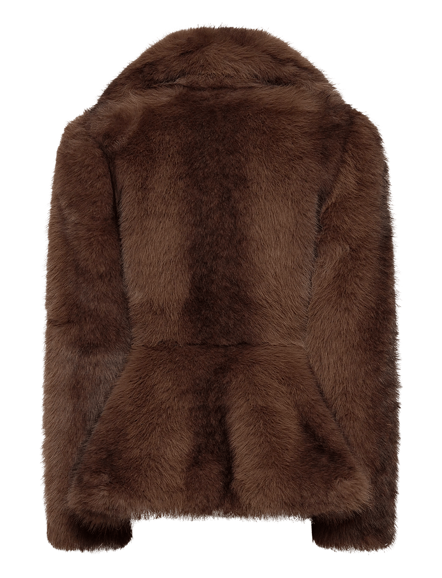 Monki - Faux Fur Peplum Jacket - kunstpelz - brown dark - 1