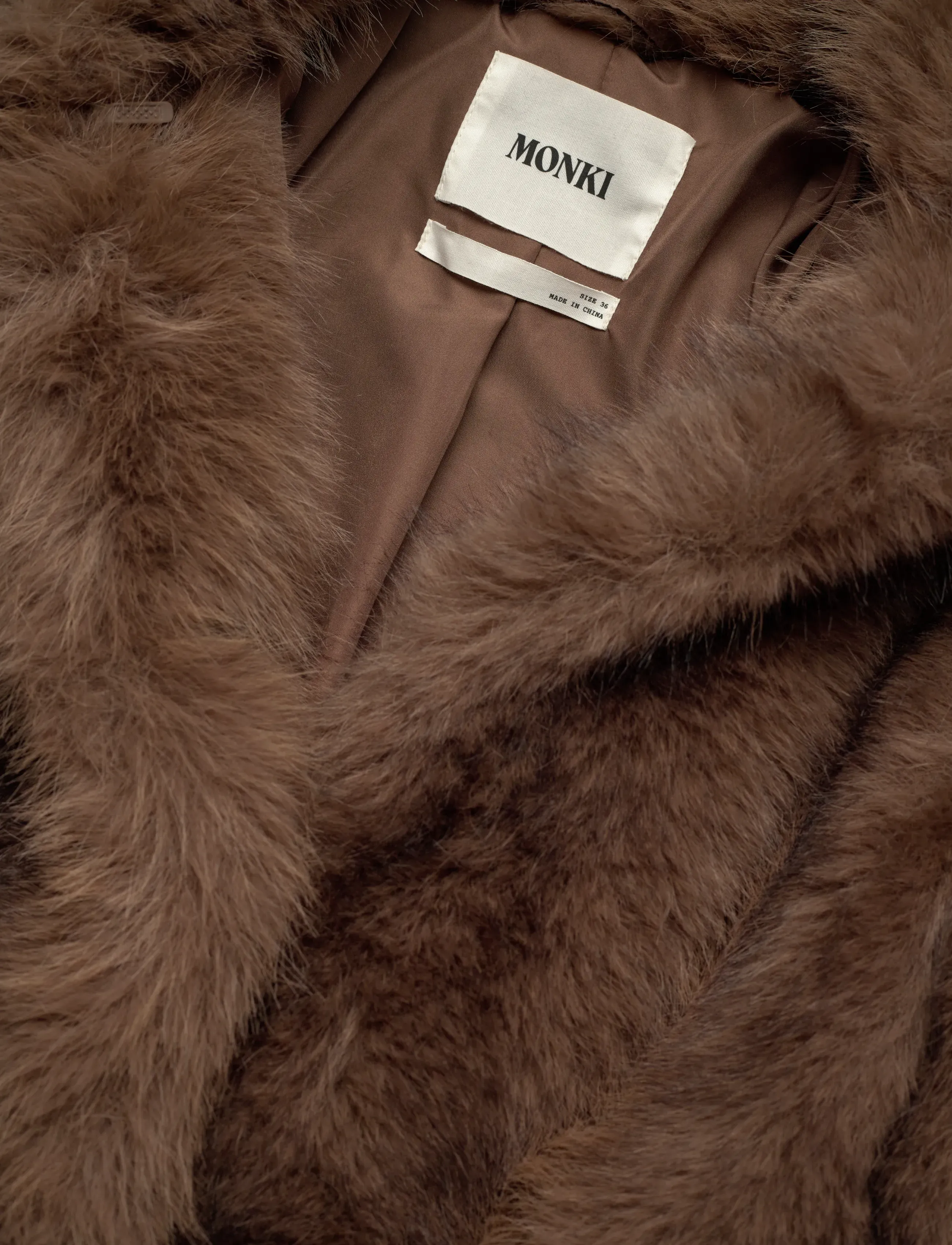 Monki - Faux Fur Peplum Jacket - tekoturkikset - brown dark - 2