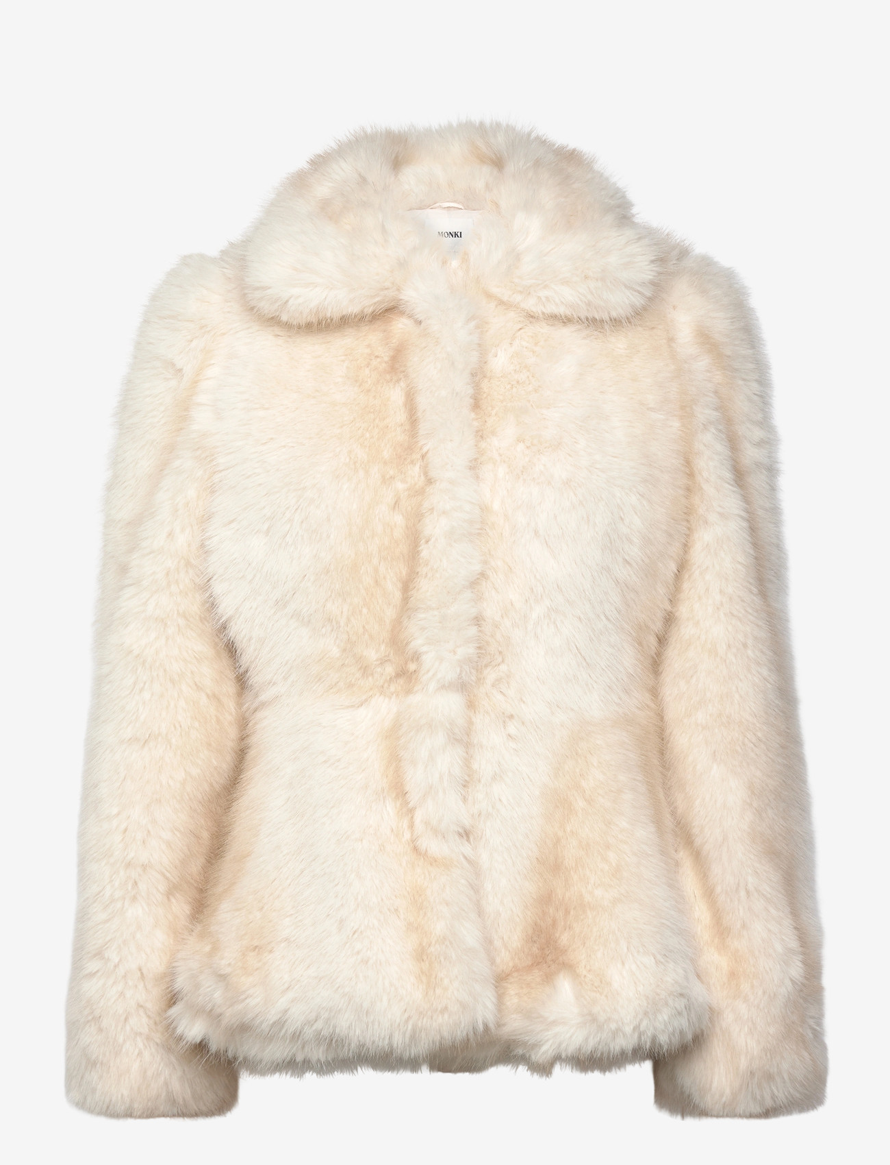 Monki - Faux Fur Peplum Jacket - kunstkarusnahk - white light - 0