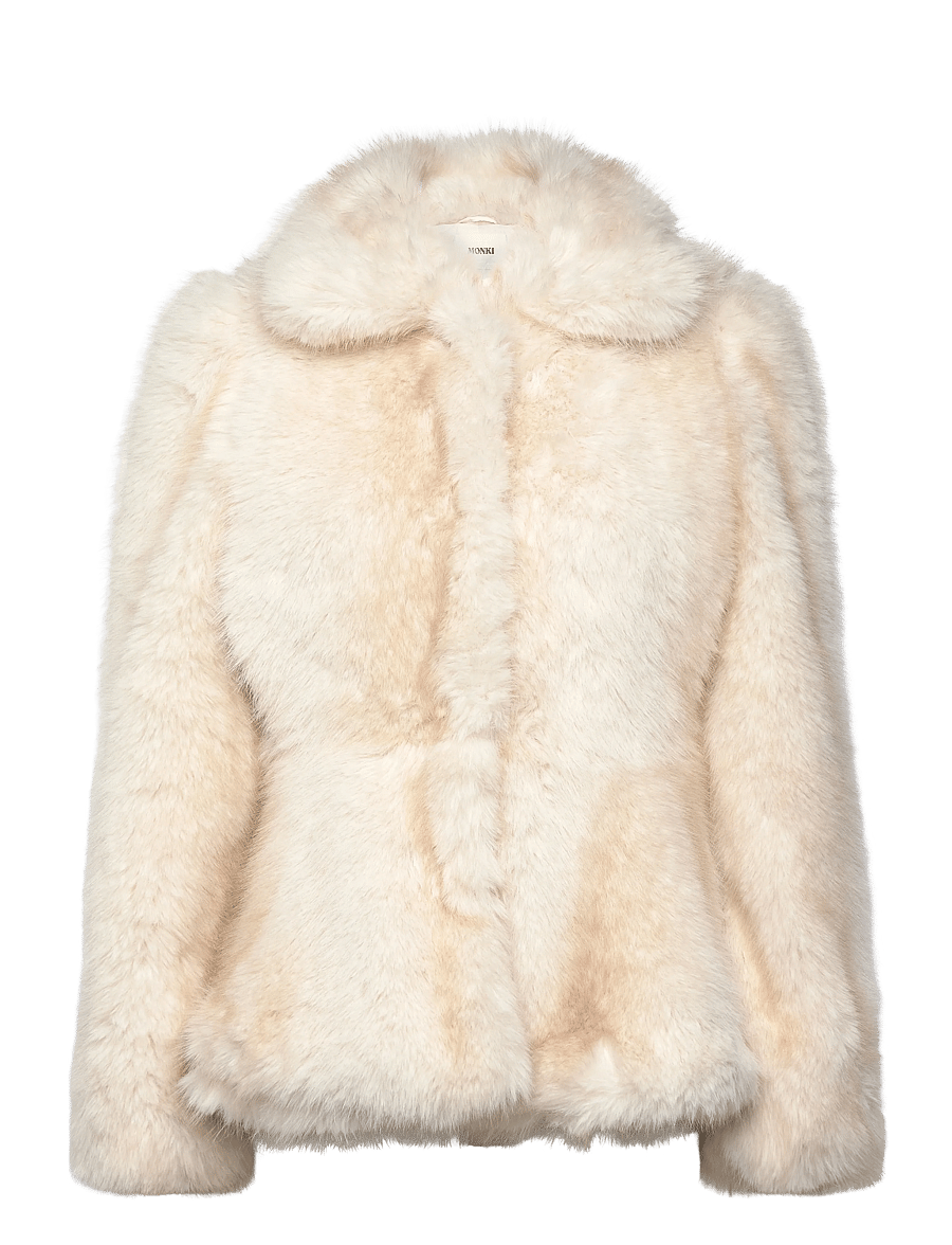 Monki - Faux Fur Peplum Jacket - faux fur - white light - 0