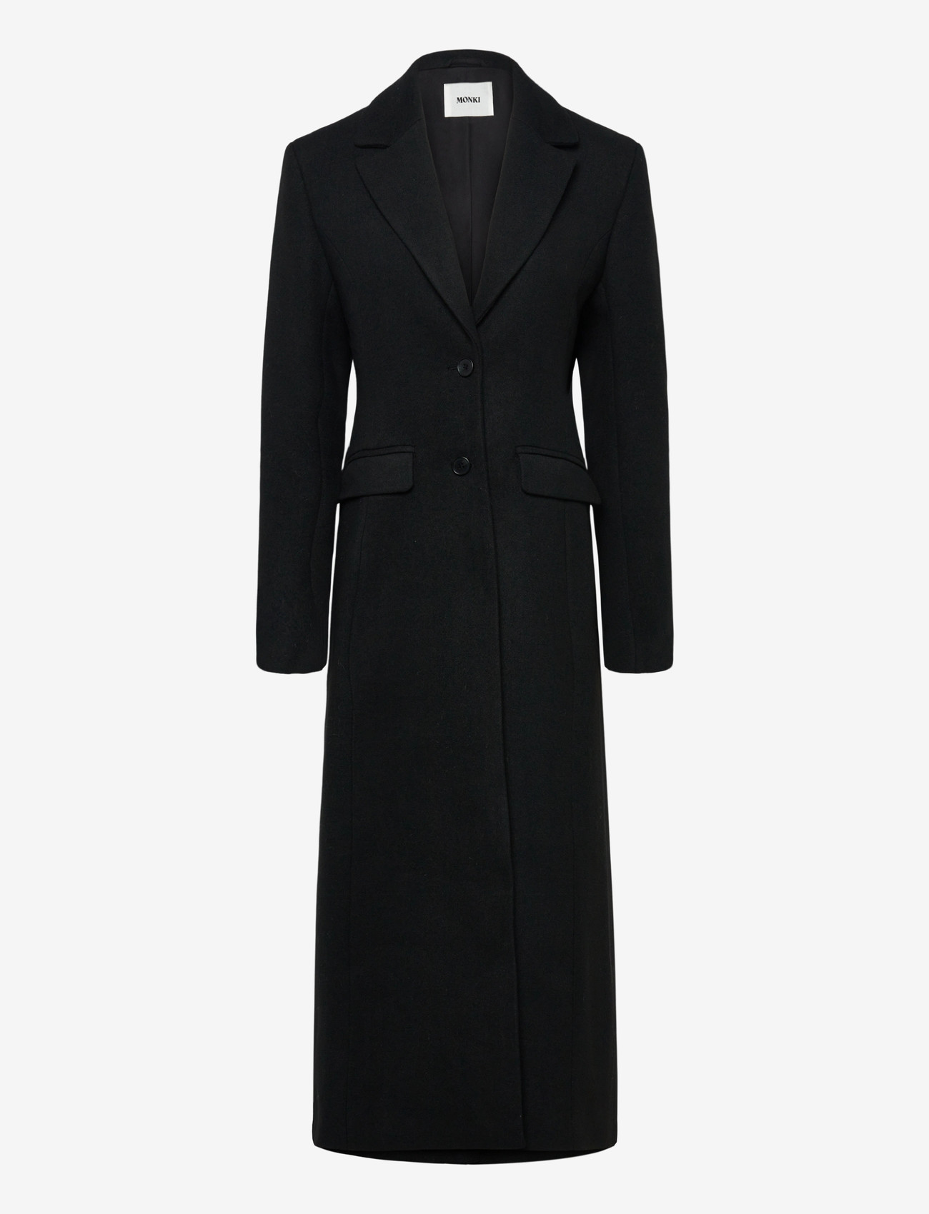 Monki - Long Single-Breasted Slim Fit Coat - lette frakker - black dark - 0