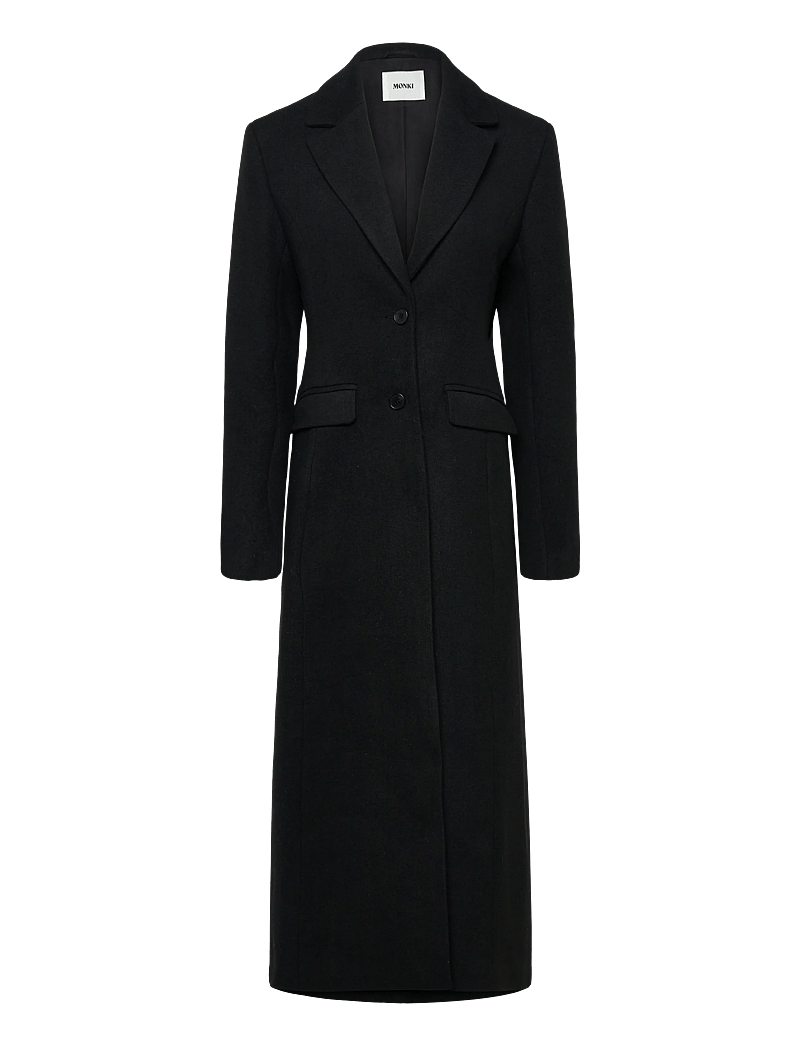 Monki - Long Single-Breasted Slim Fit Coat - lette frakker - black dark - 0