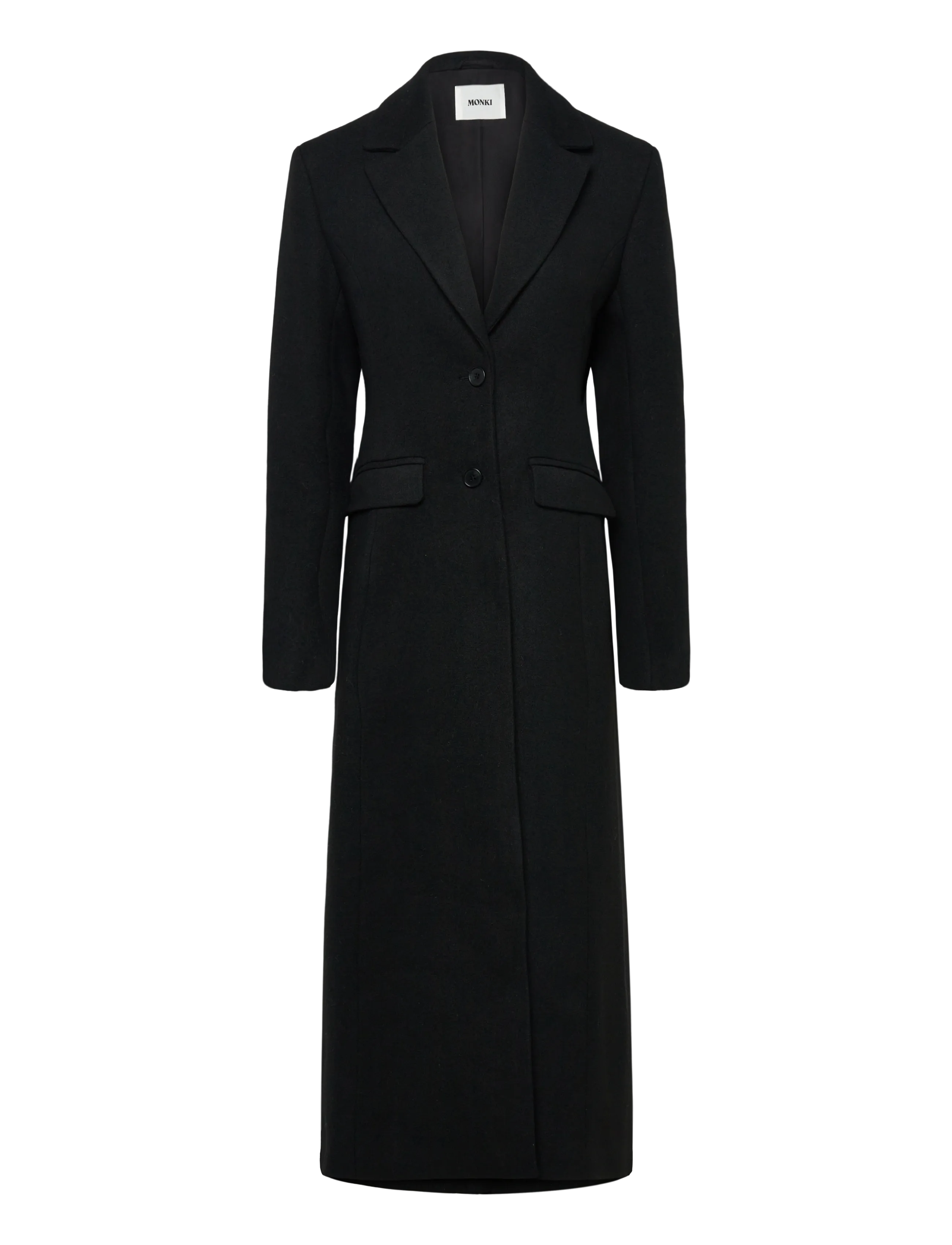 Monki Long Single-Breasted Slim Fit Coat - Tøj - BLACK DARK / black