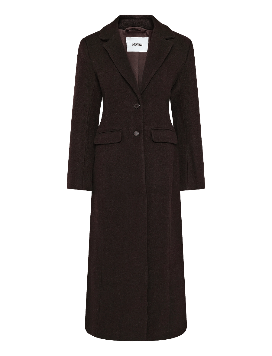 Monki - Long Single-Breasted Slim Fit Coat - leichte mäntel - brown dark - 0