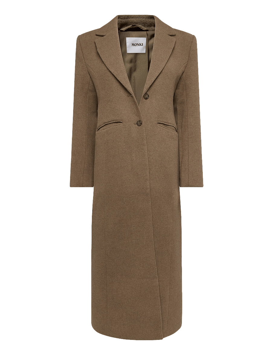 Monki - Long Single-Breasted Slim Fit Coat - leichte mäntel - brown medium dusty - 0