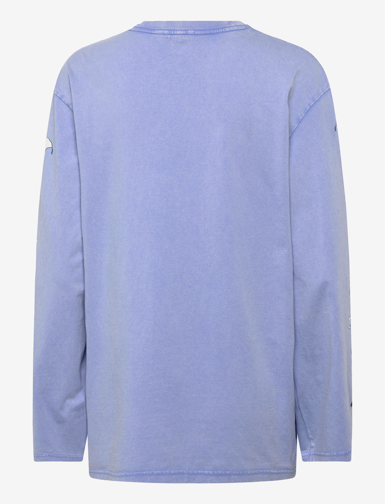 Monki - Printed Long-Sleeved Cotton T-shirt - langærmede toppe - blue medium - 1