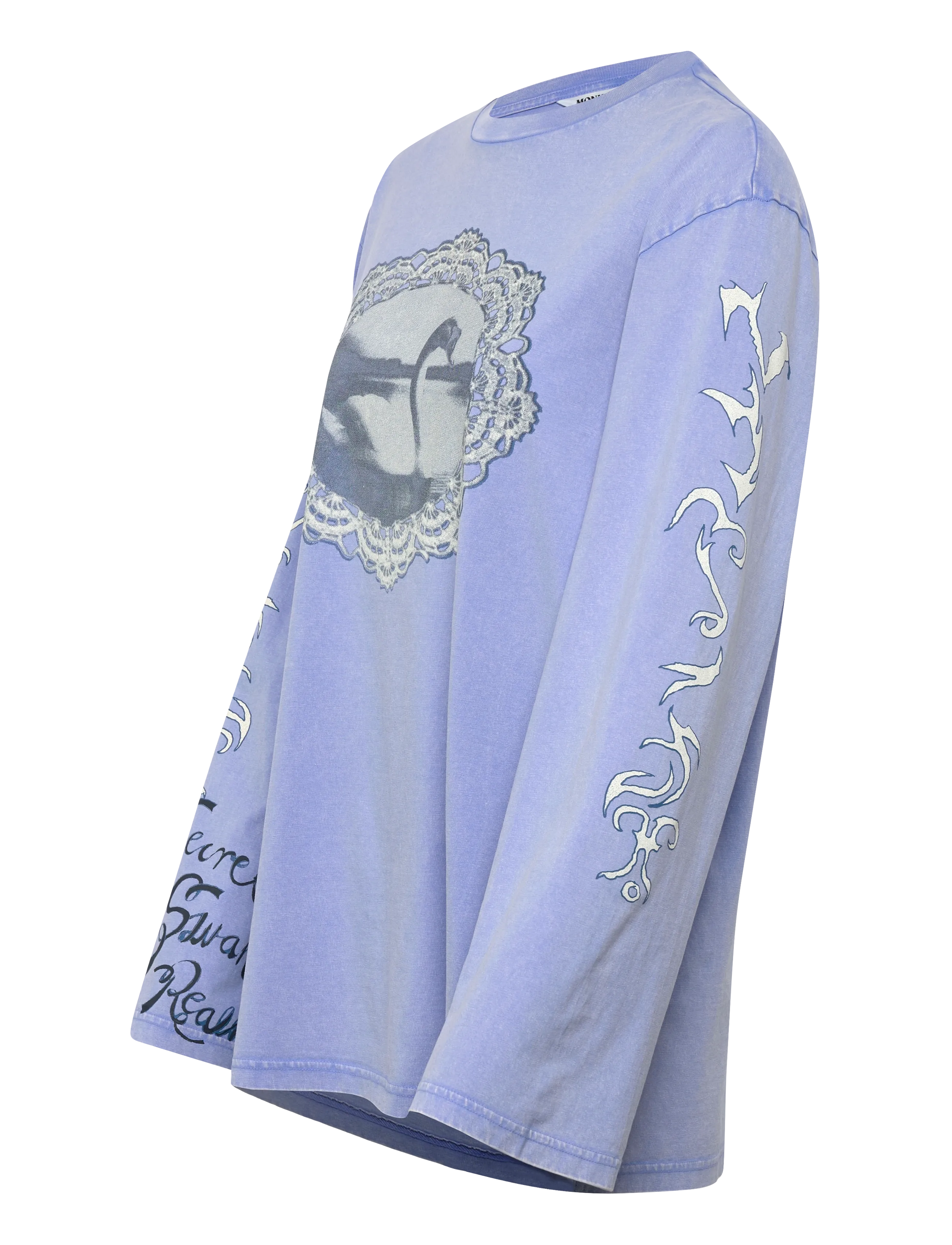 Monki - Printed Long-Sleeved Cotton T-shirt - blue medium - 3