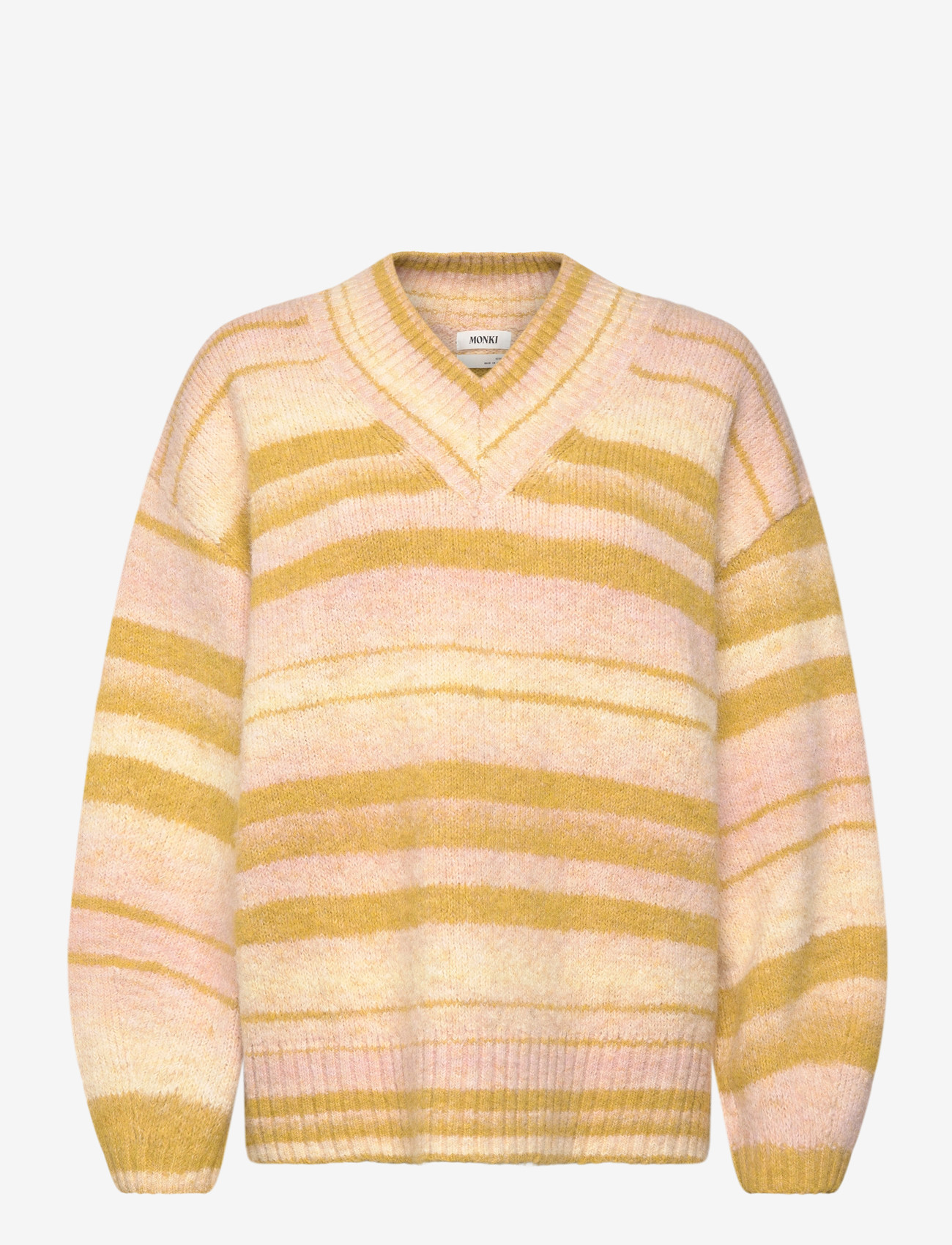 Monki - Oversized Knitted V-neck Sweater - striktrøjer - yellow medium - 0