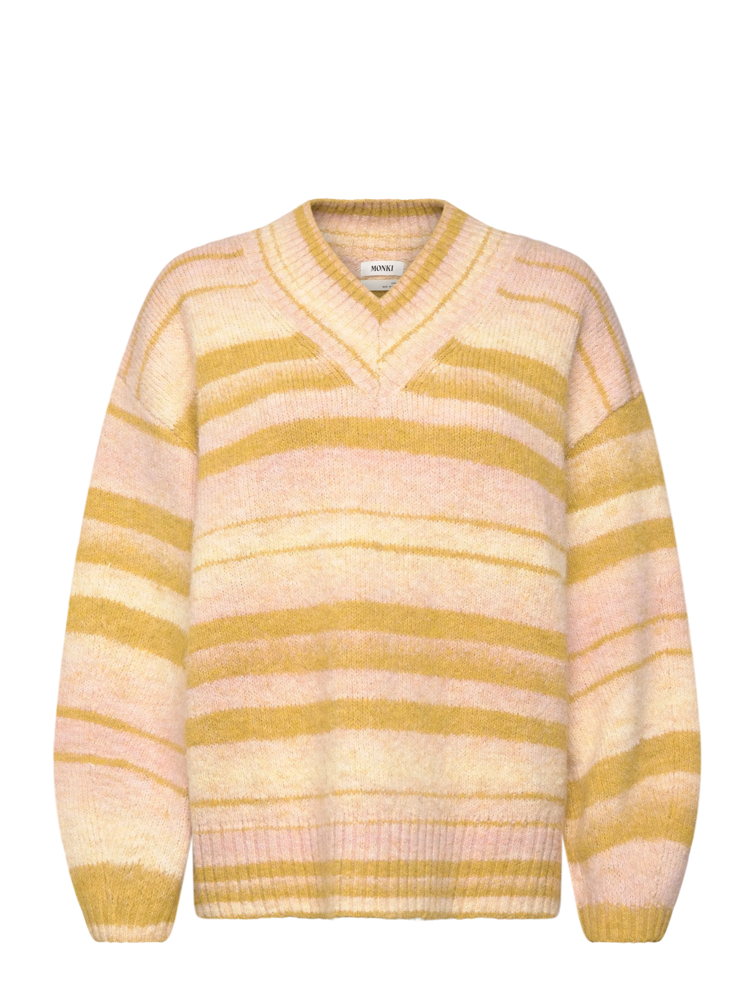 Monki Oversized Knitted V-neck Sweater - Knitwear - YELLOW MEDIUM / yellow