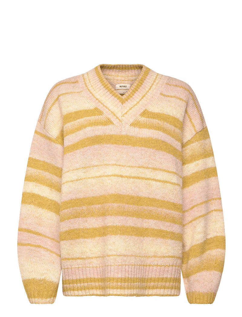 Monki - Oversized Knitted V-neck Sweater - stickade tröjor - yellow medium - 0