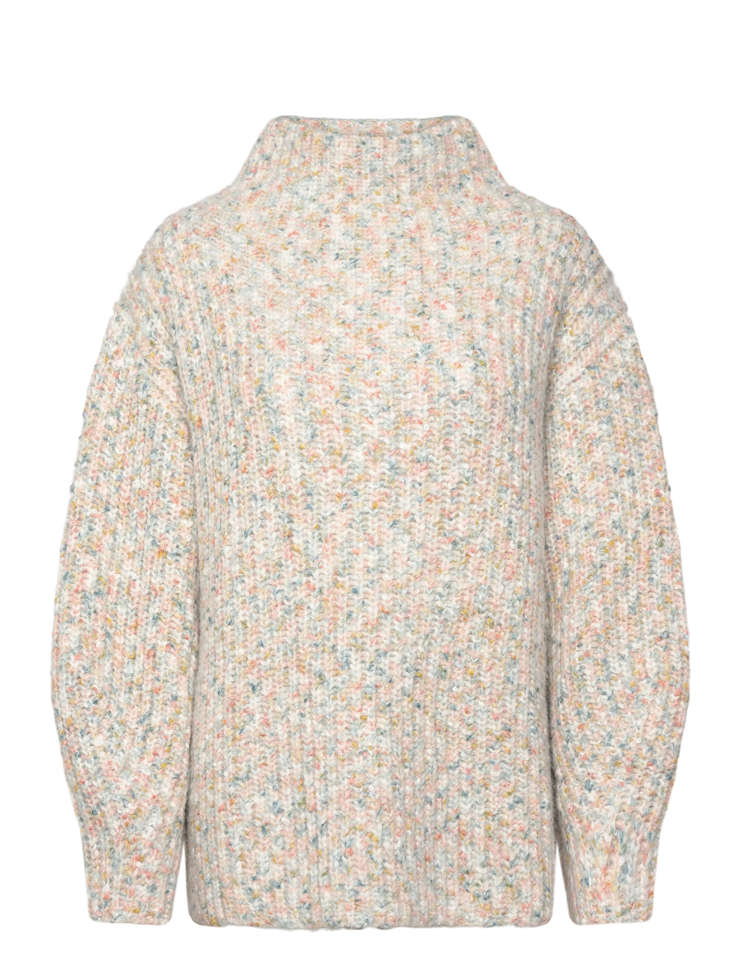 Monki High neck boxy knitted sweater - Rollkragenpullover - WHITE DUSTY LIGHT / multi