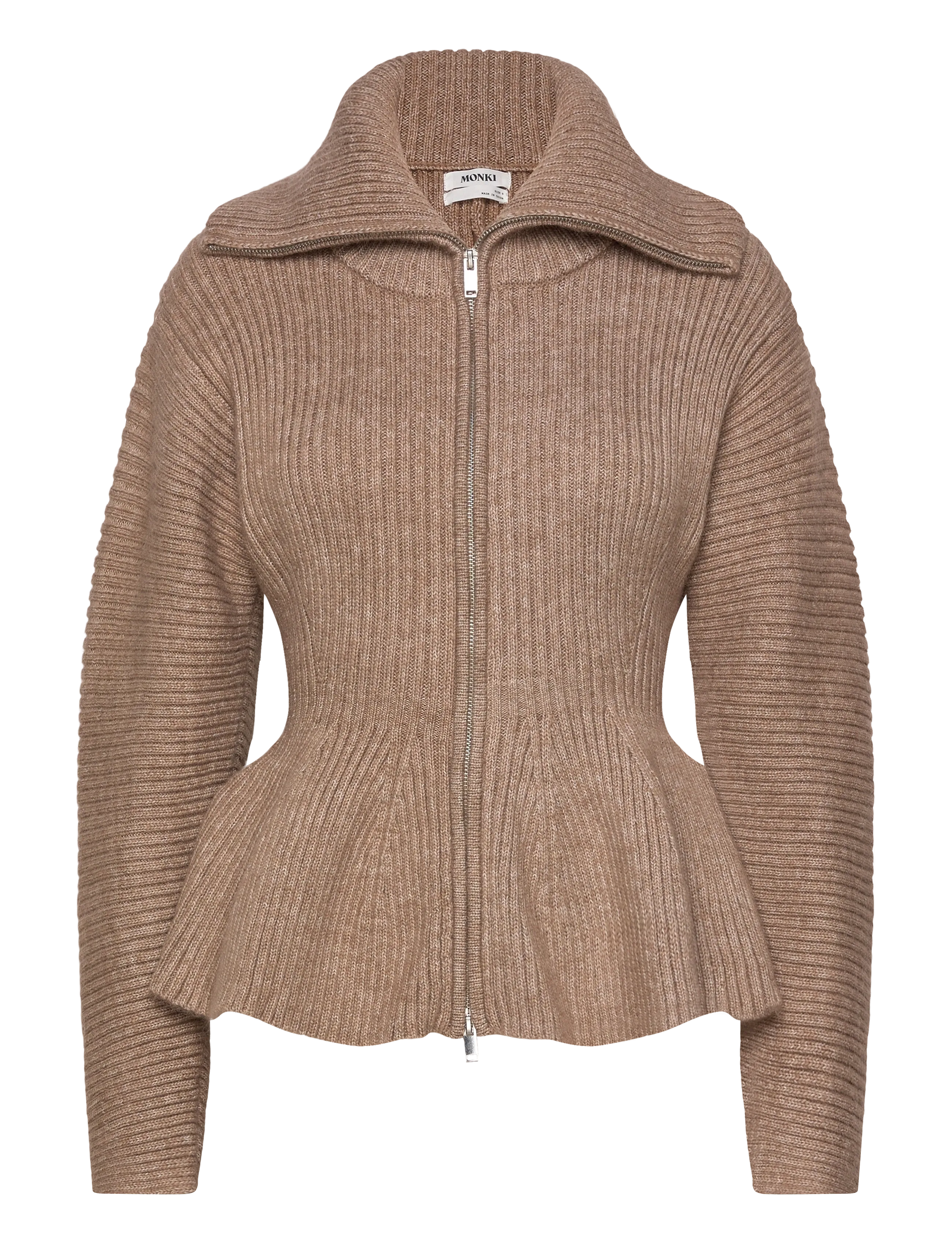 Rib Knit Peplum Zip Sweater 2